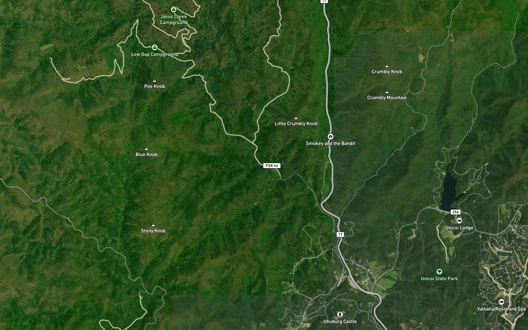 Satellite map of the Double Gap Branch