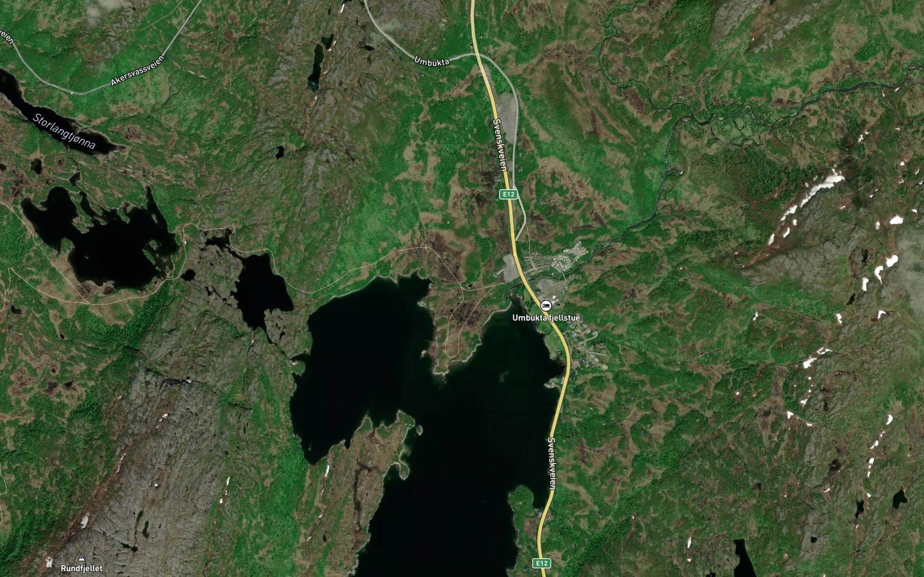 Satellite map of the Myrbekken
