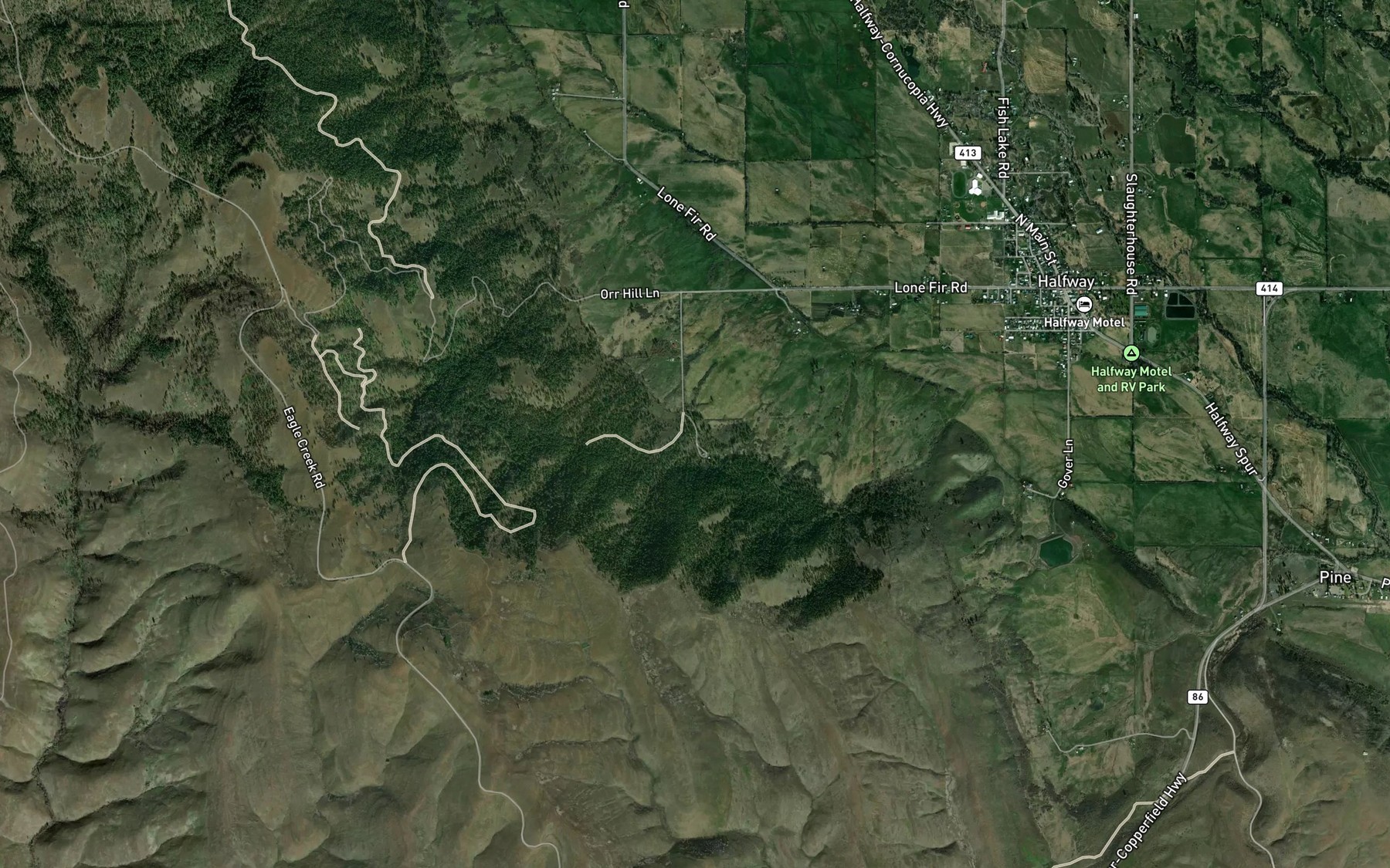 Satellite map of the Posy Valley Ditch