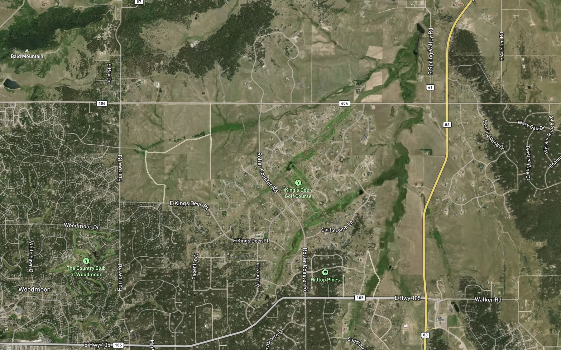 Satellite map of the West Cherry Creek Detention Number 1 Reservoir