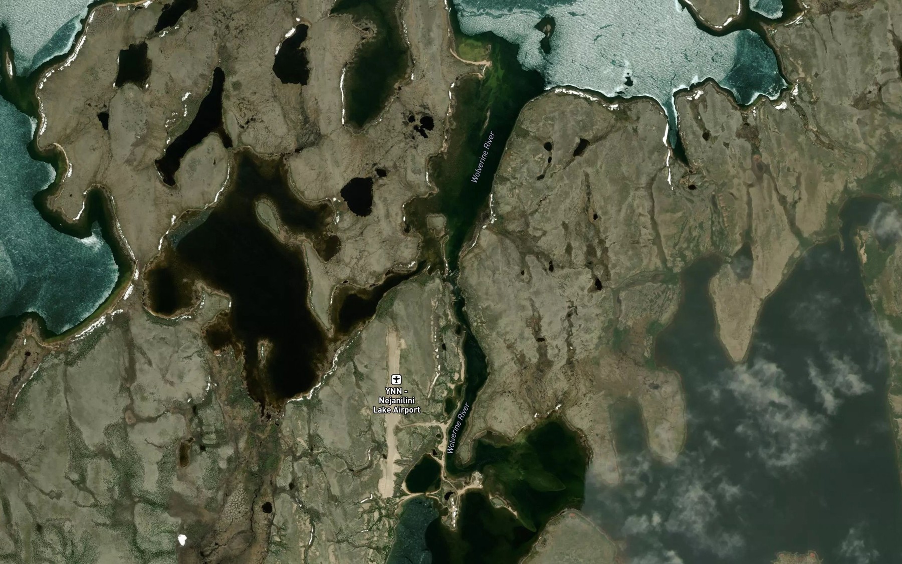 Satellite map of the Wolverine Rapids