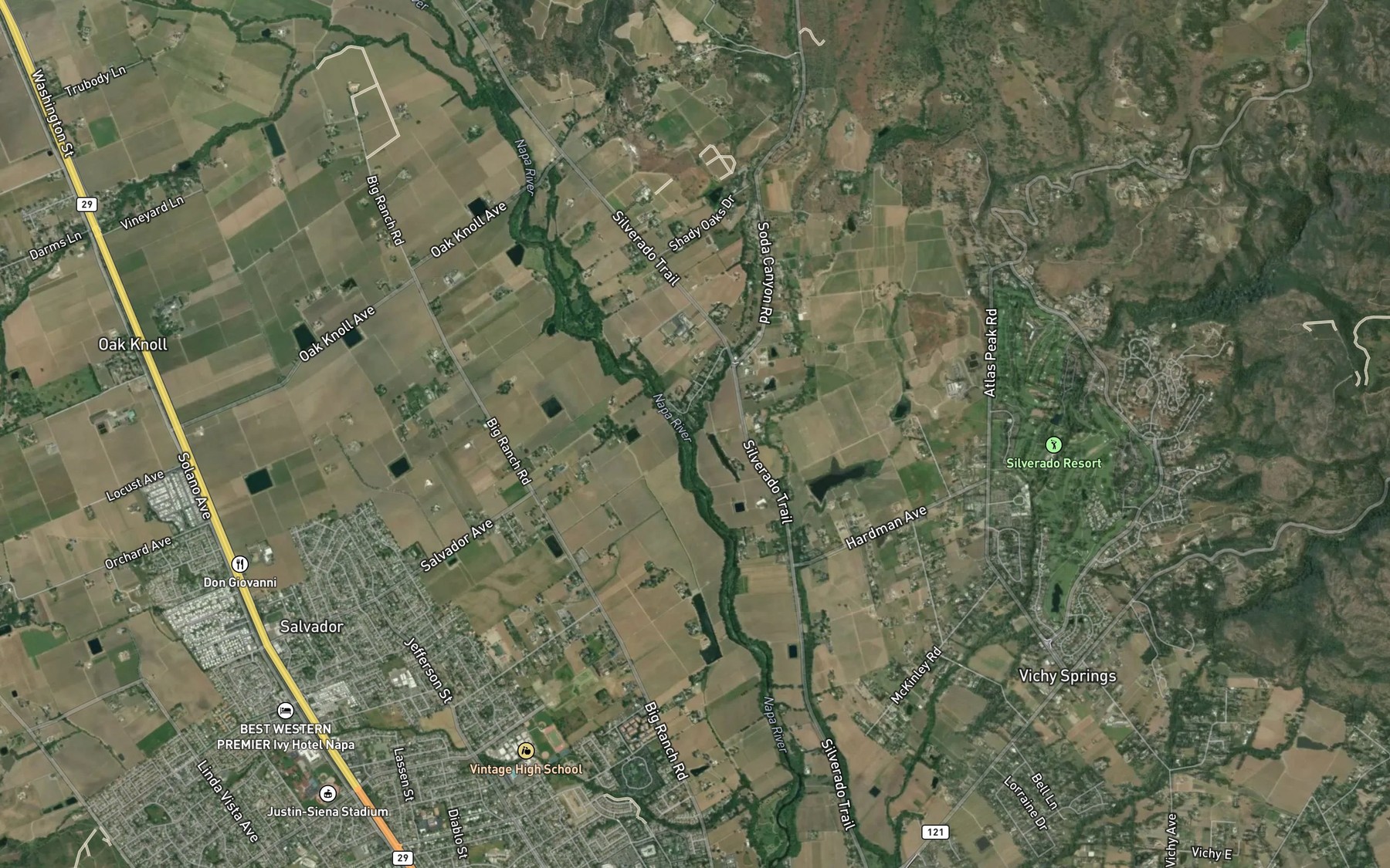 Satellite map of the Soda Creek