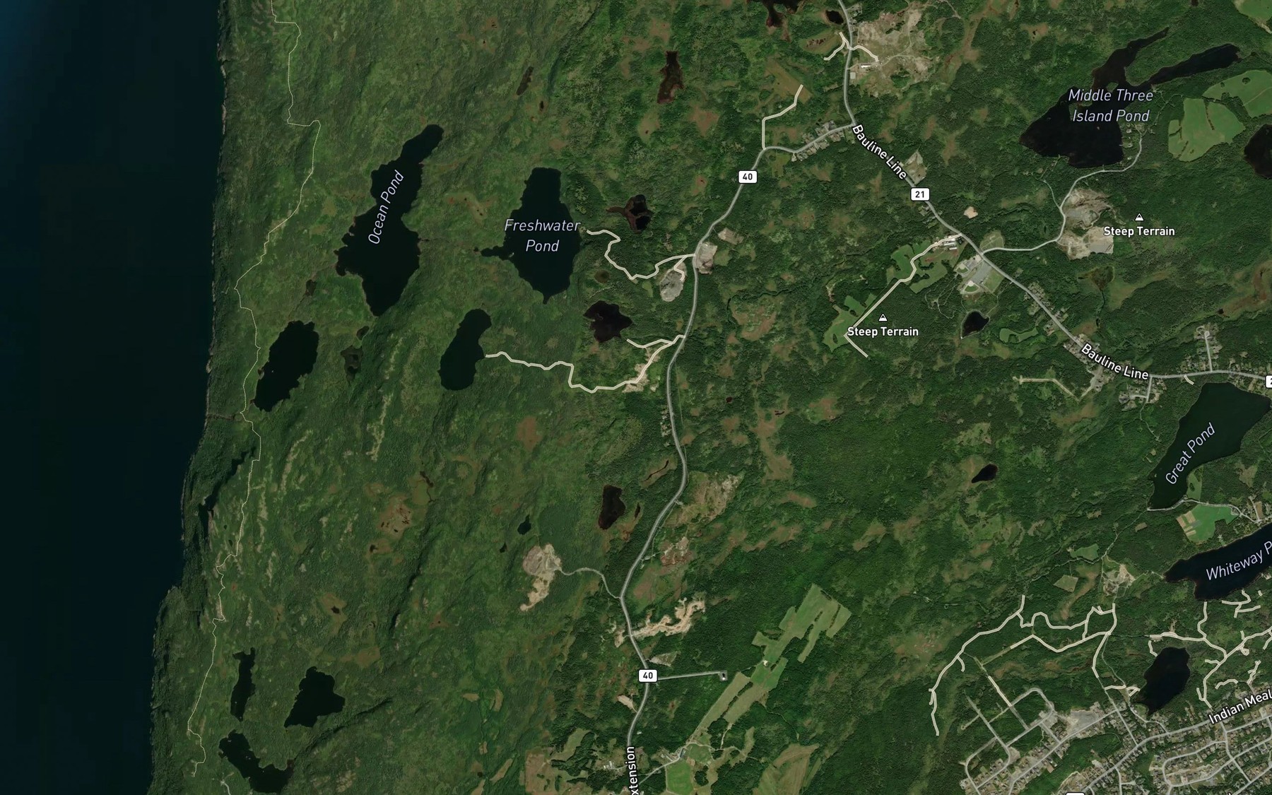 Satellite map of the Piccos Pond