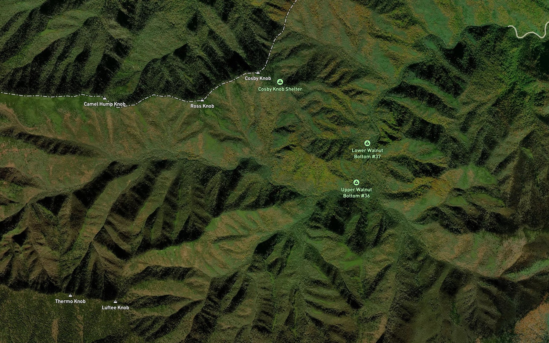 Satellite map of the Rocky Branch