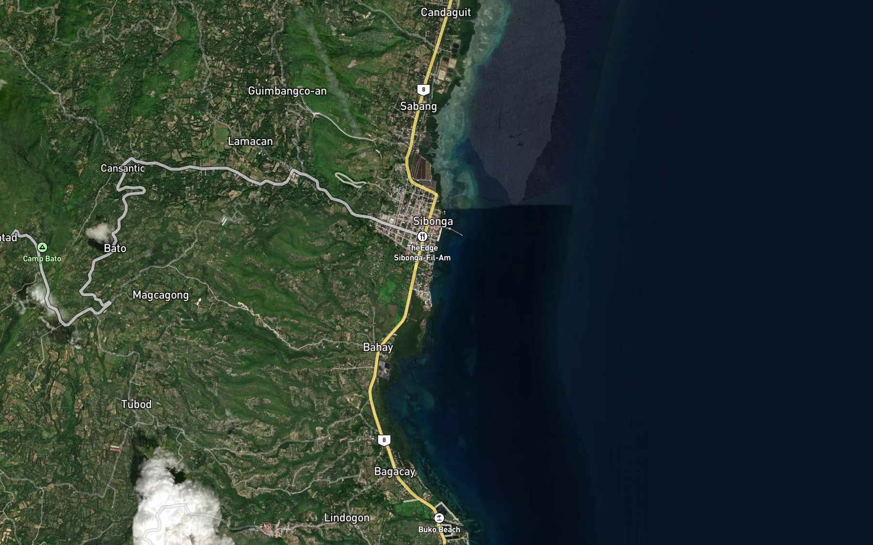 Satellite map of the Sibonga River