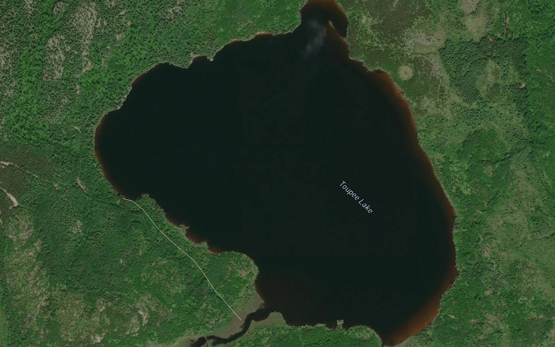 Satellite map of the Toupee Lake