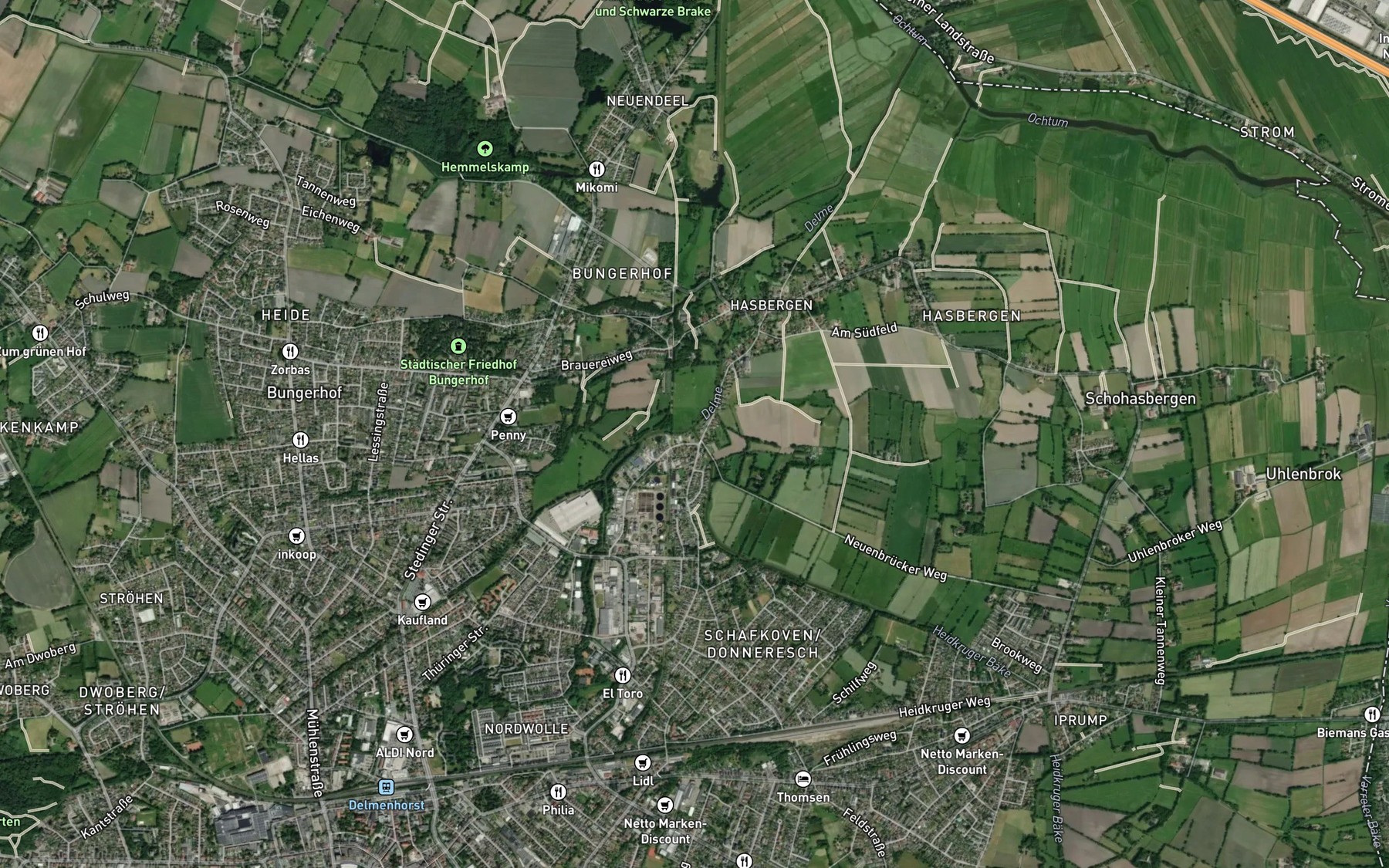 Satellite map of the Heidkruger Bach
