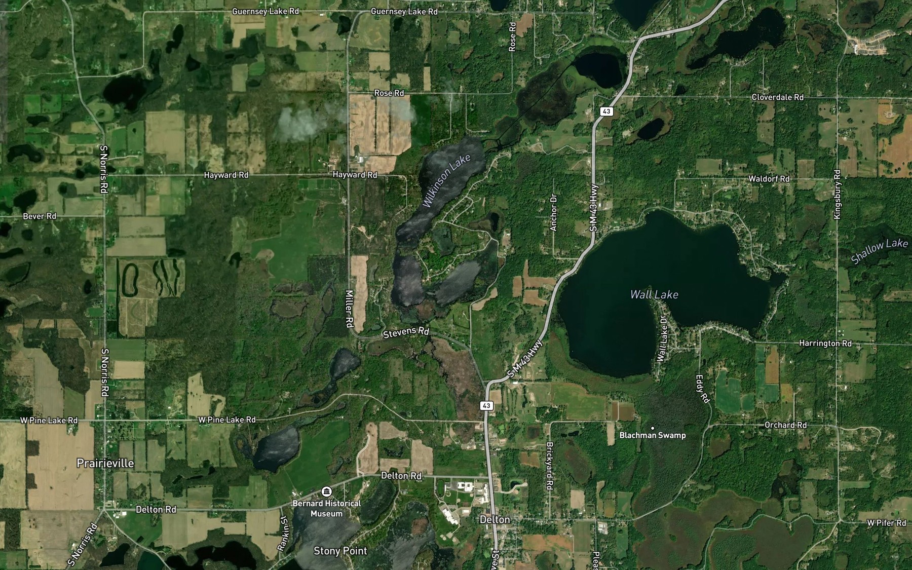 Satellite map of the Wilkinson Lake