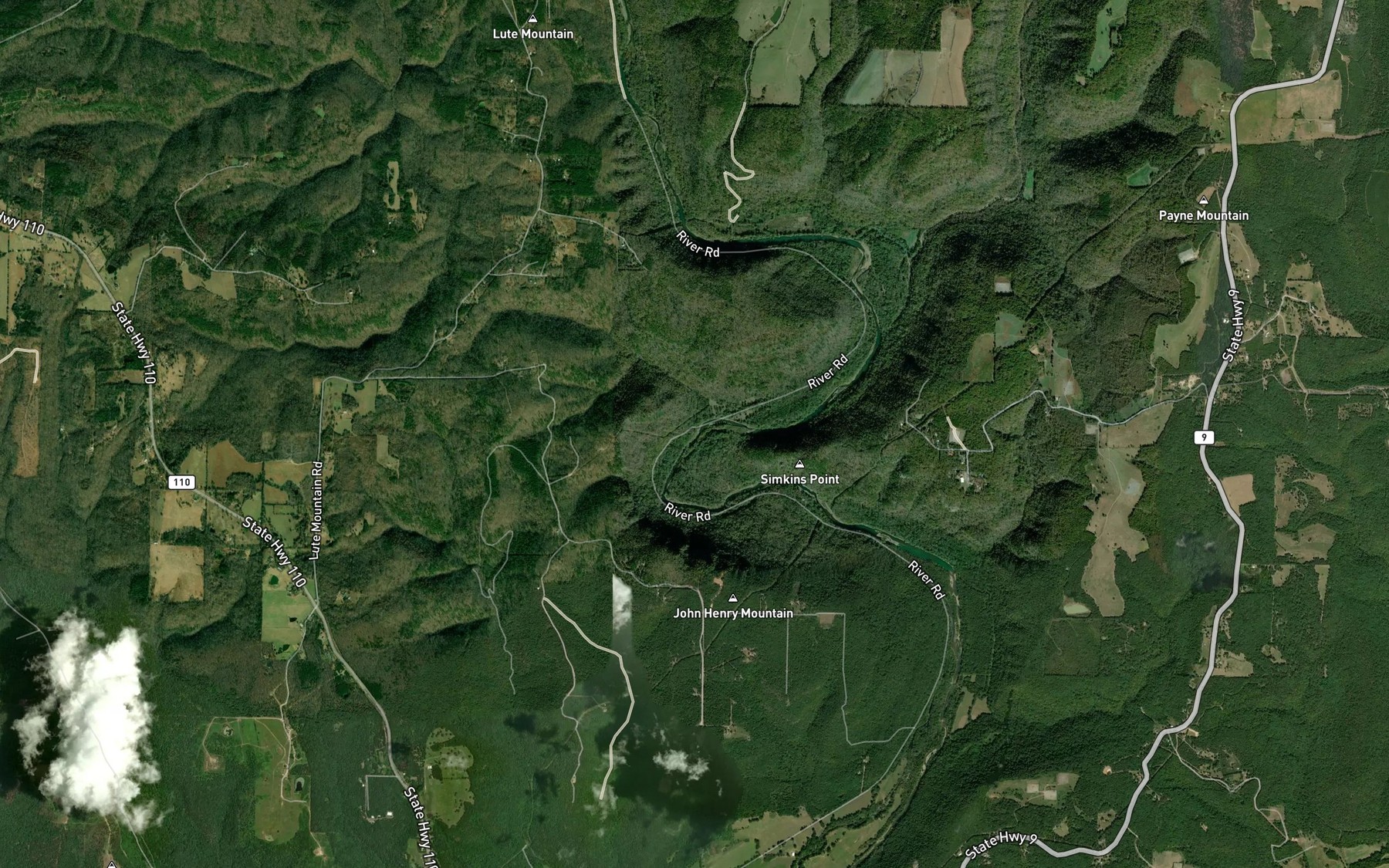 Satellite map of the Bear Branch