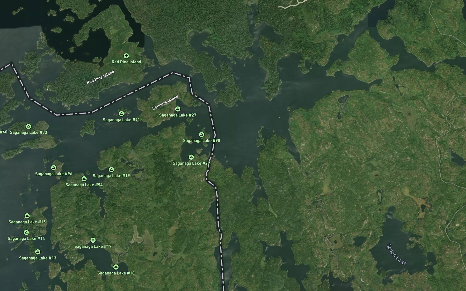 Satellite map of the Granite River