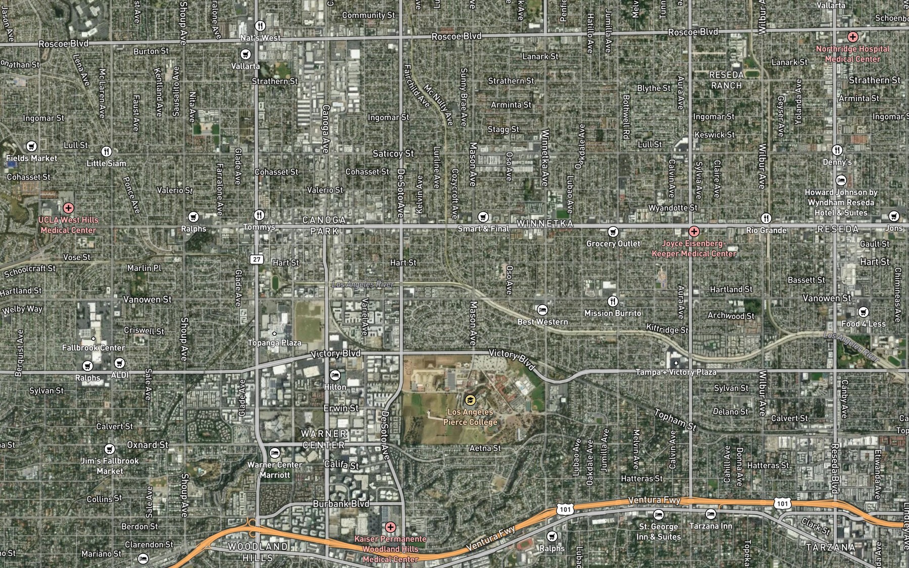 Satellite map of the Browns Canyon Wash