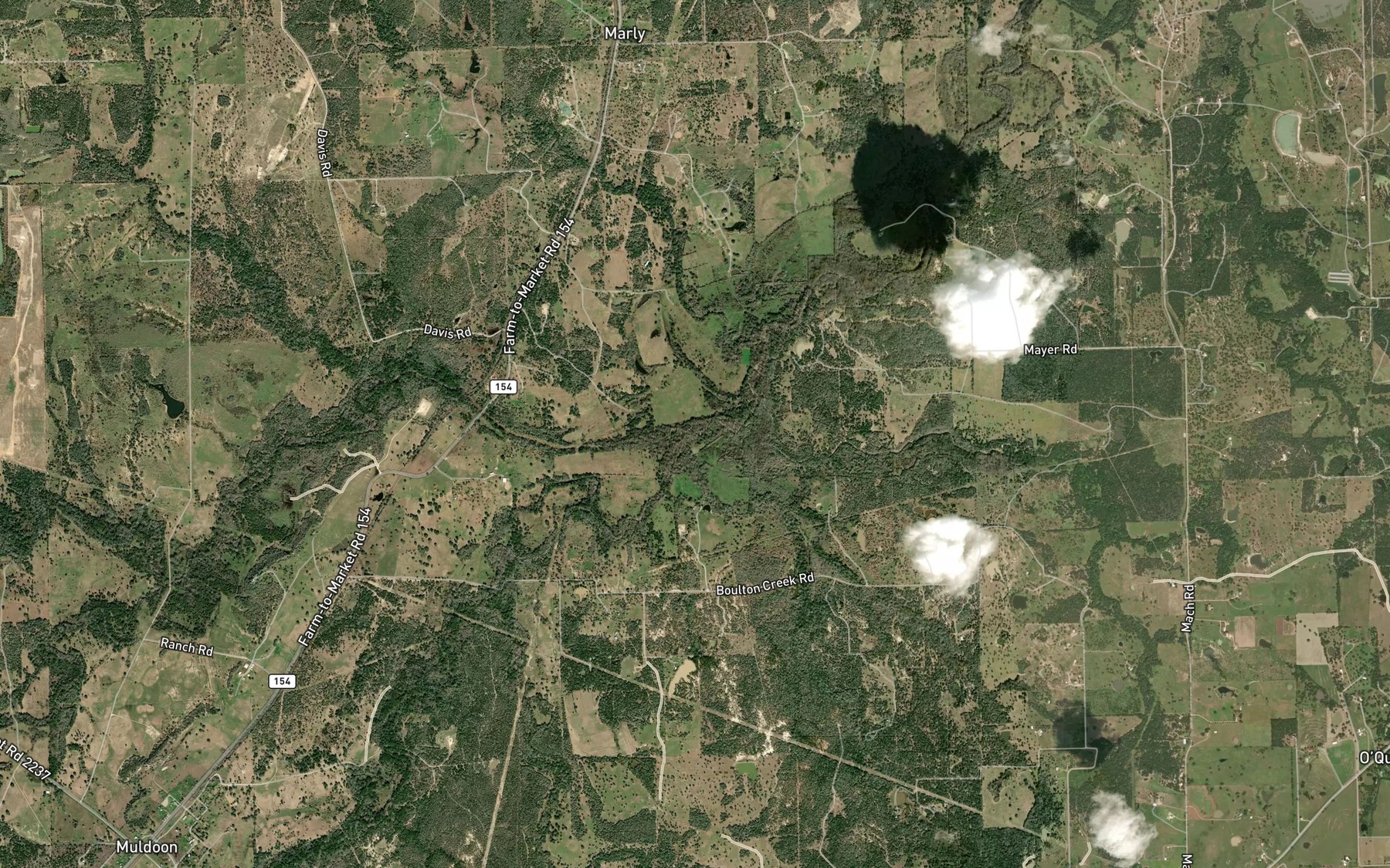 Satellite map of the Pin Oak Creek
