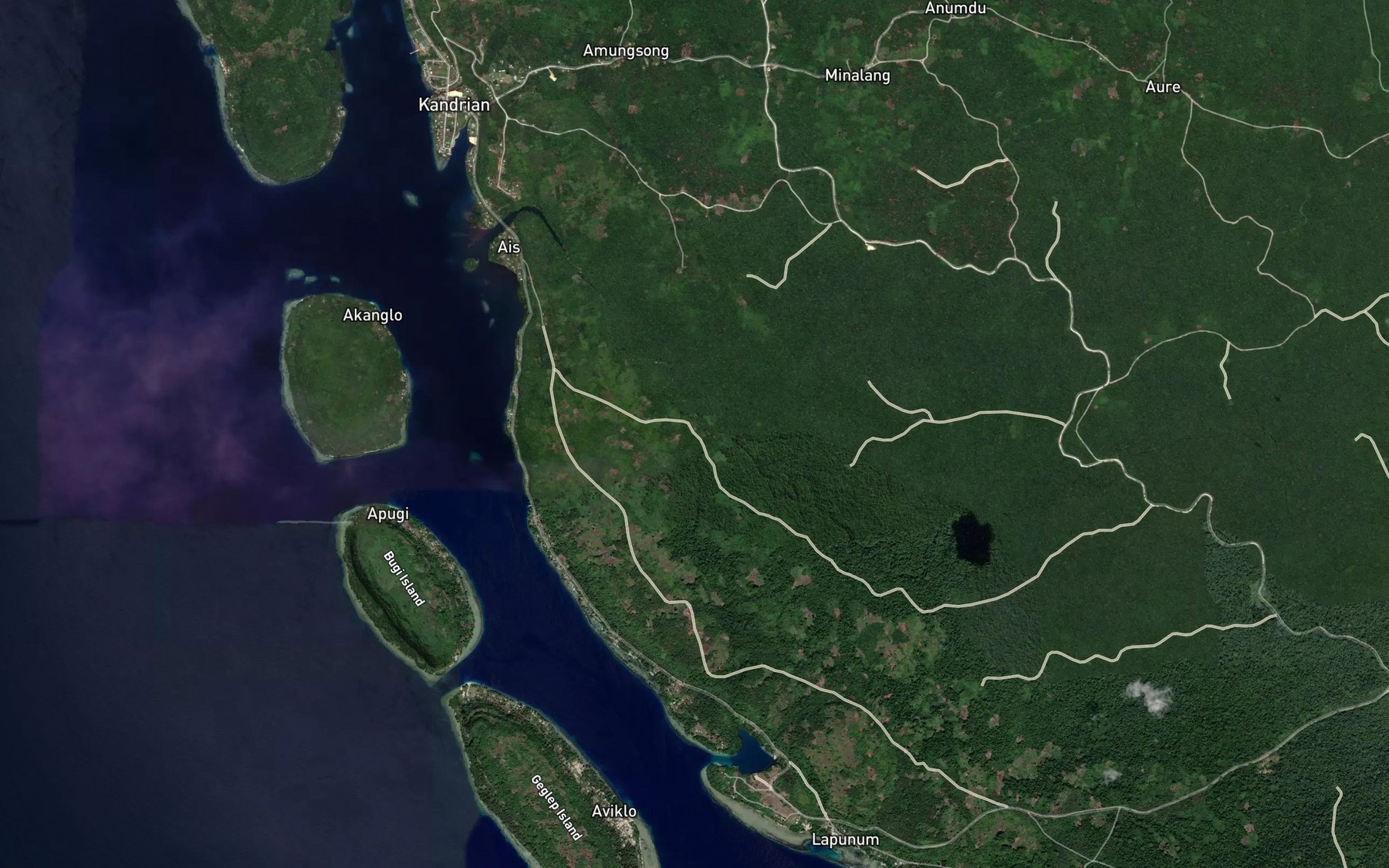 Satellite map of the Lakuk River
