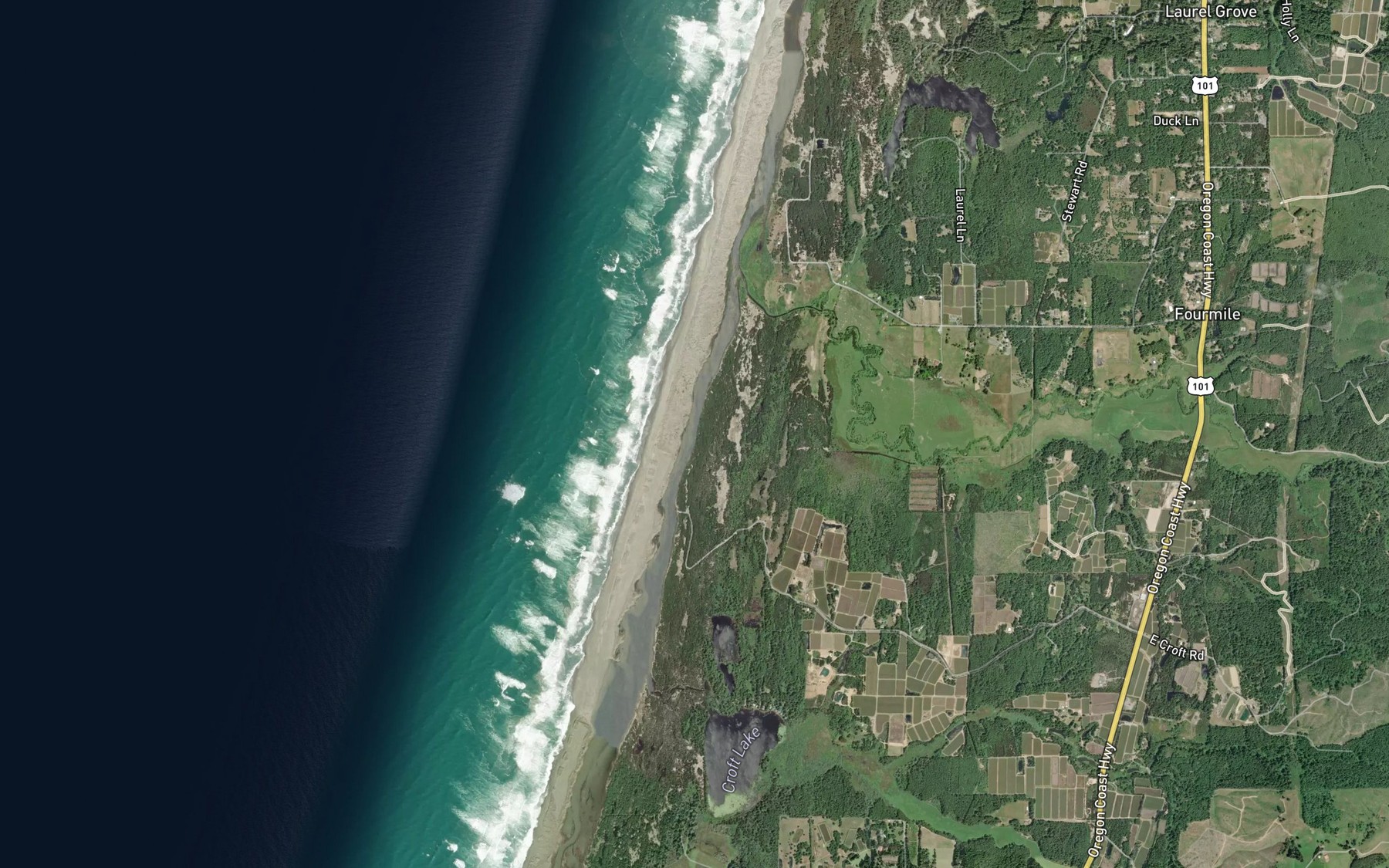 Satellite map of the Fourmile Creek