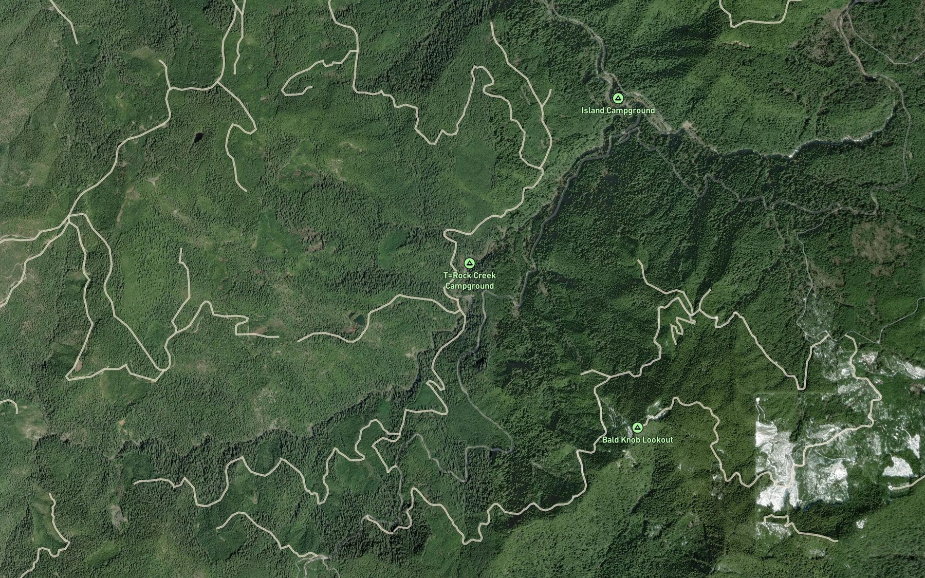 Satellite map of the Lake Creek