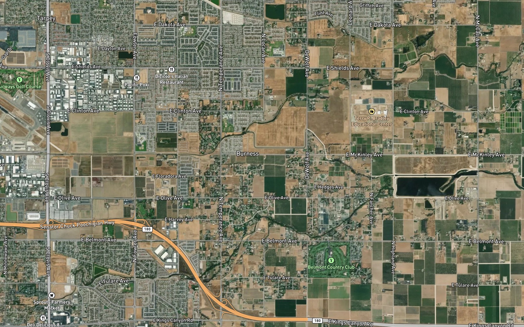 Satellite map of the Temperance Ditch