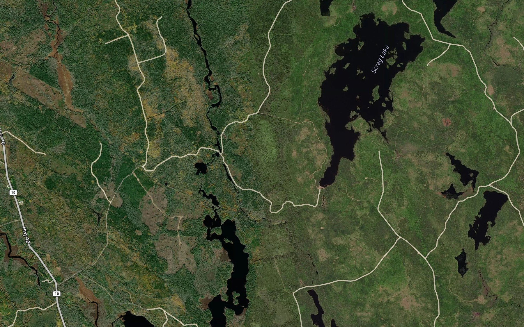 Satellite map of the Scrag Brook