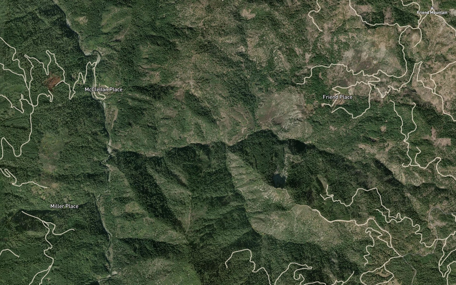 Satellite map of the Bear Wallow Creek