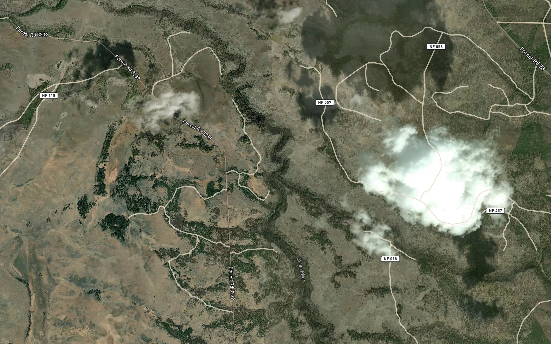 Satellite map of the Long Creek
