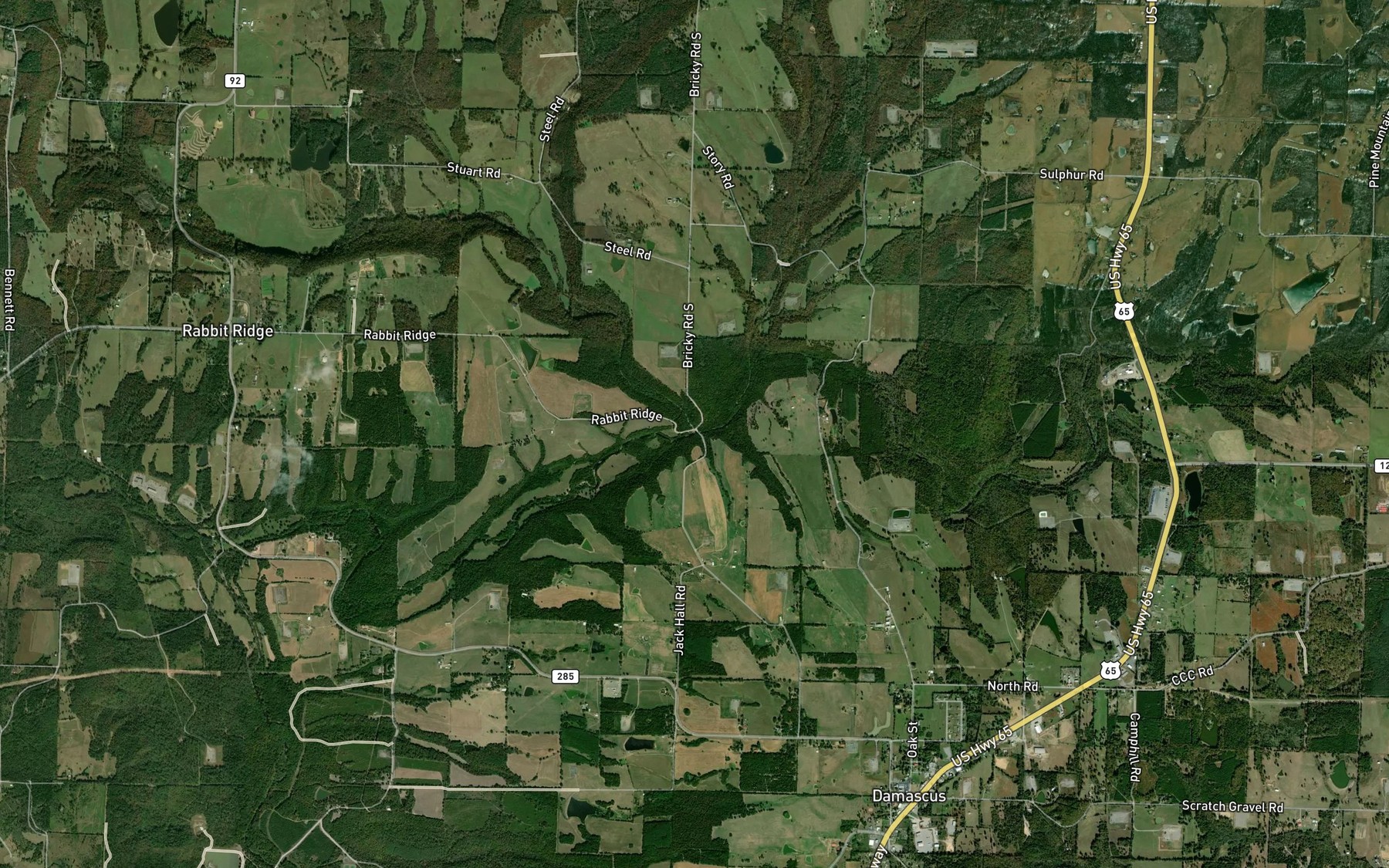 Satellite map of the Grassy Creek