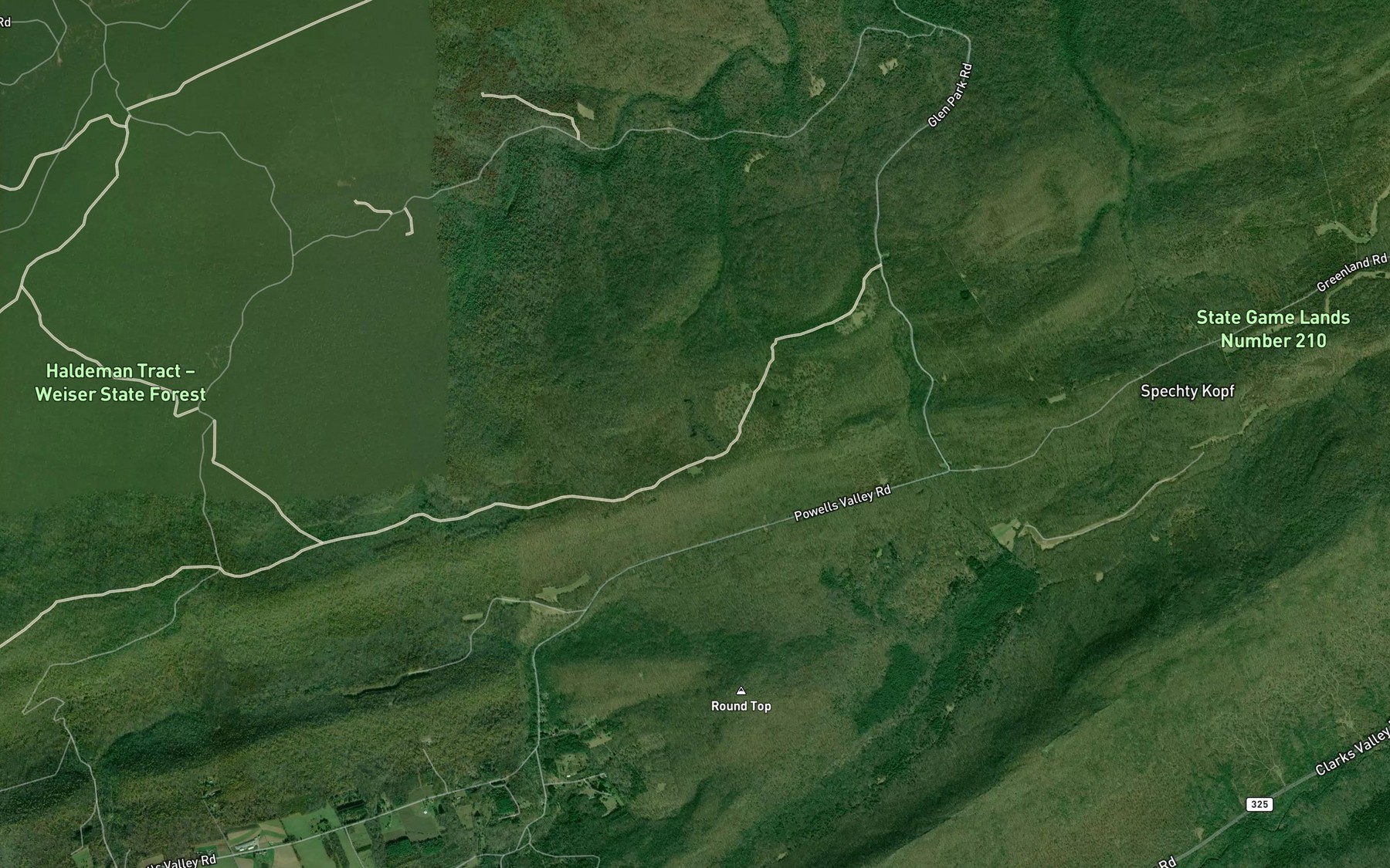 Satellite map of the Bear Puddles