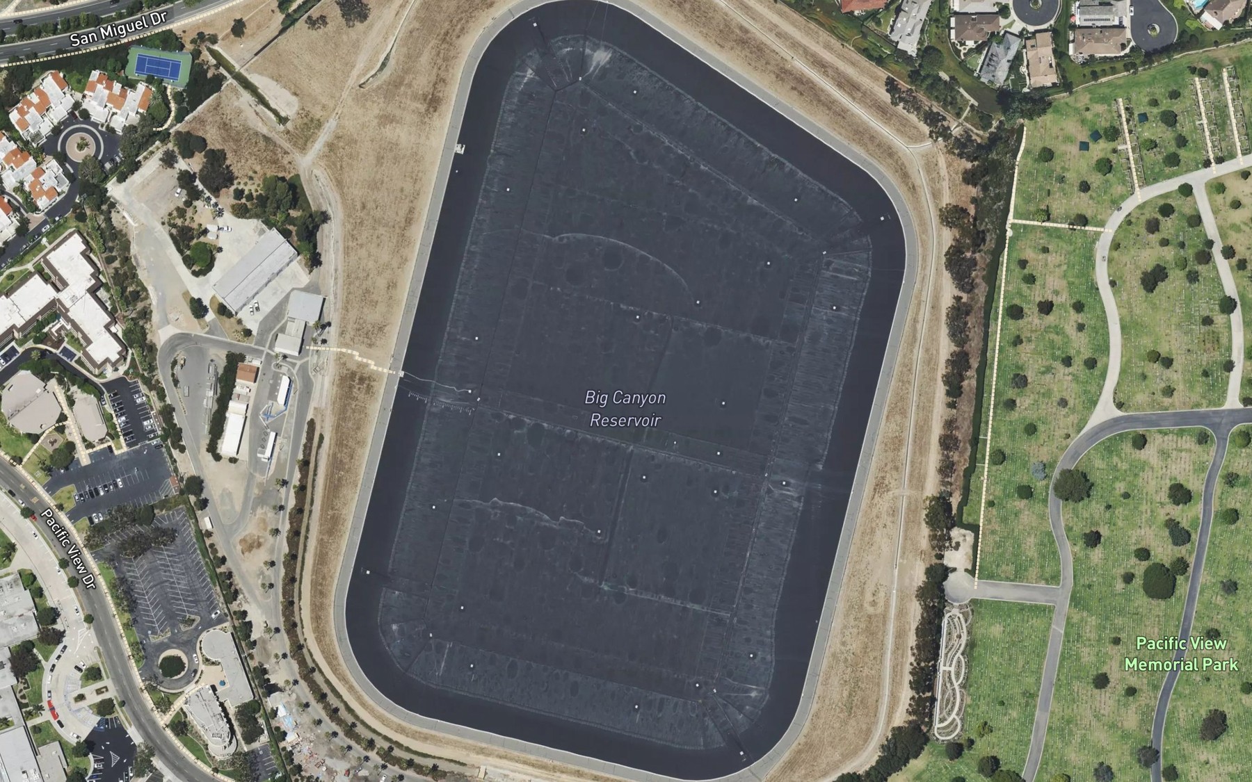 Satellite map of the Big Canyon Reservoir