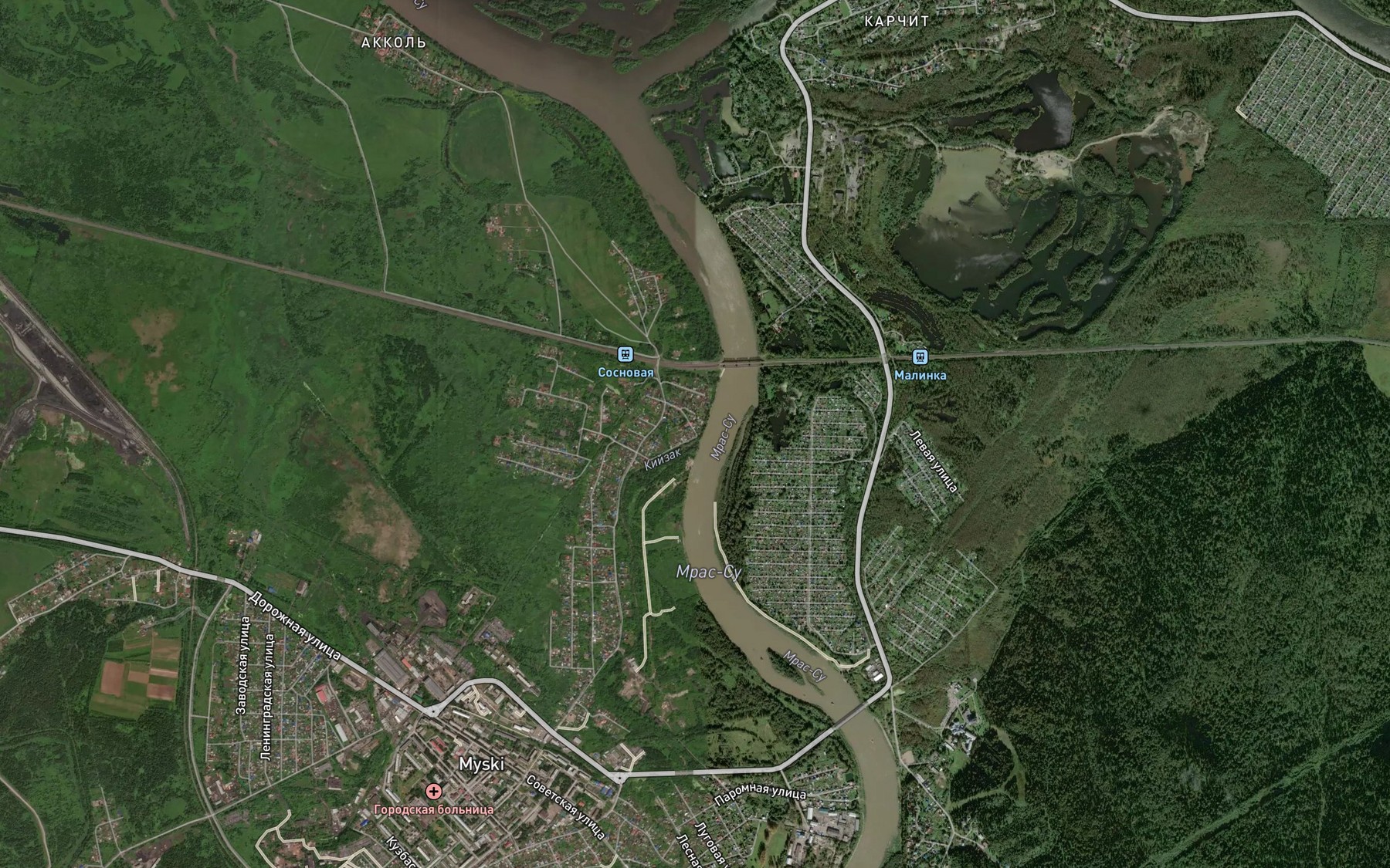 Satellite map of the Kiyzak