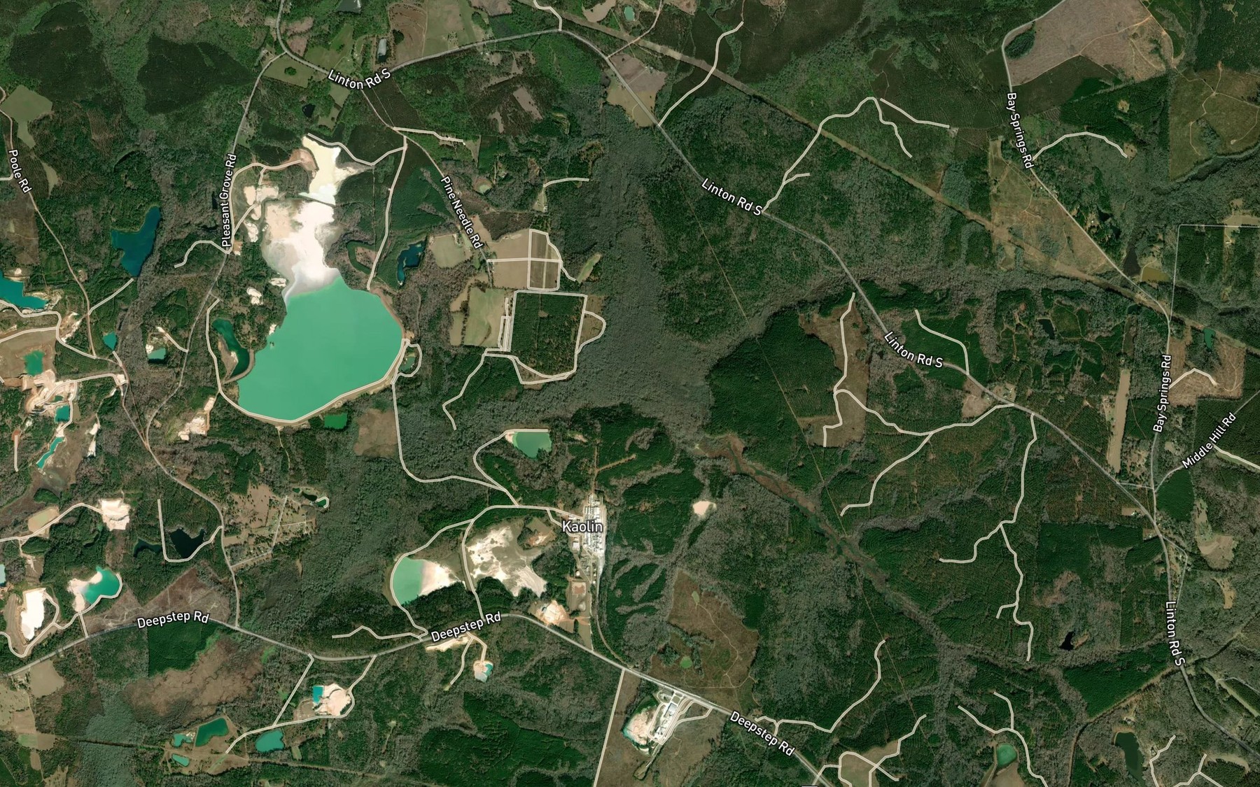 Satellite map of the Carters Mill Creek