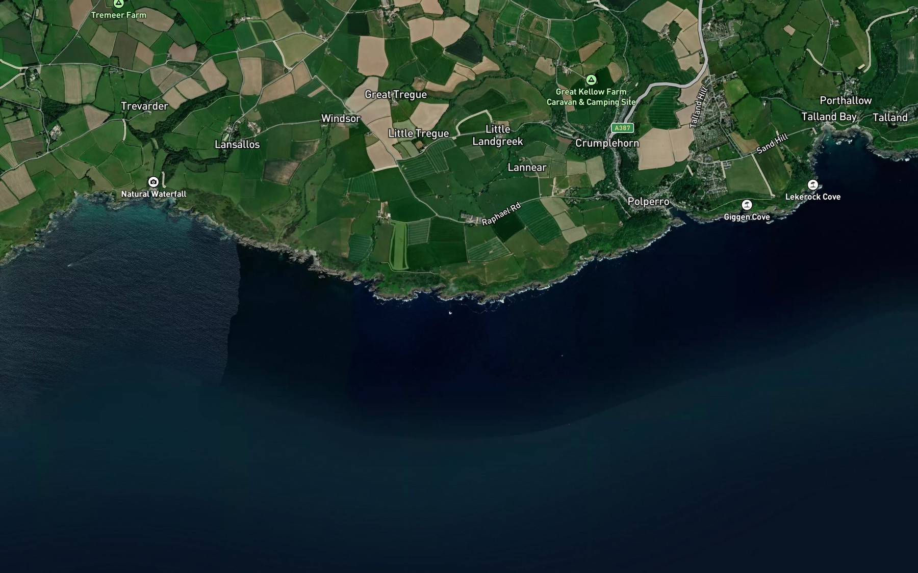 Satellite map of the Larrick Rock