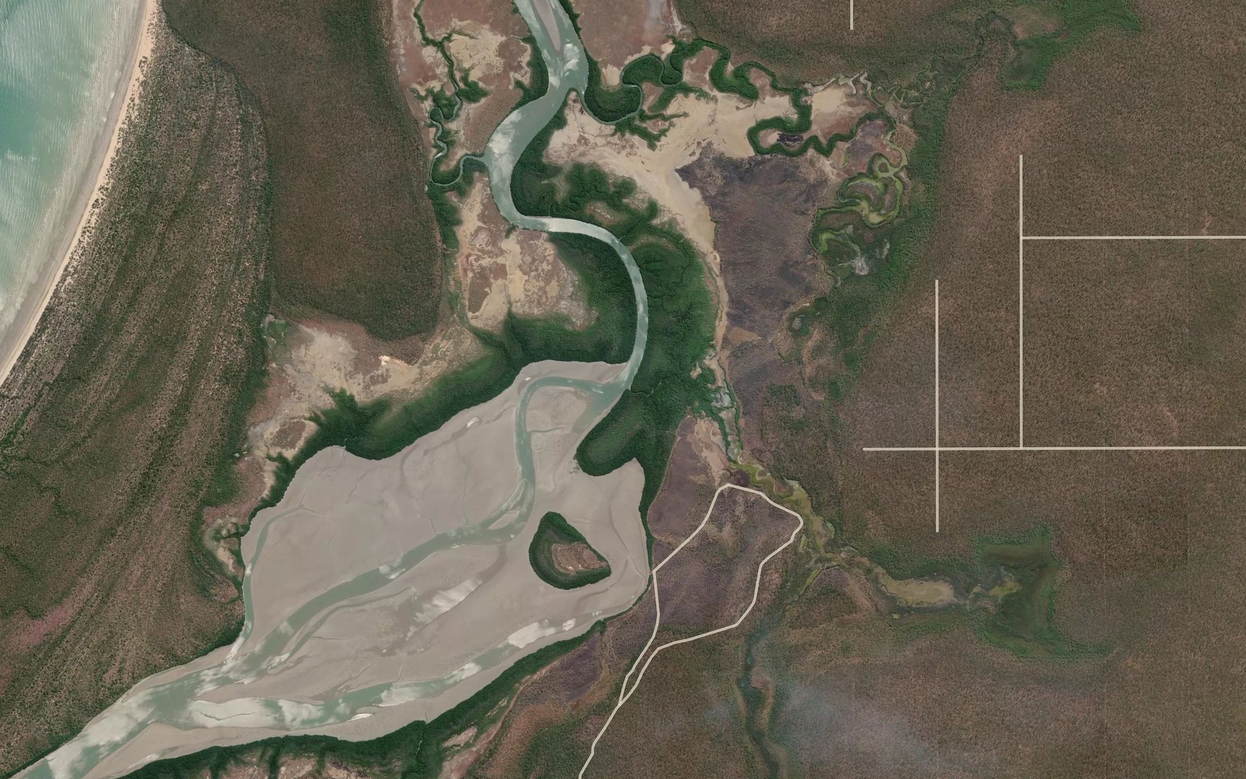 Satellite map of the Ward River