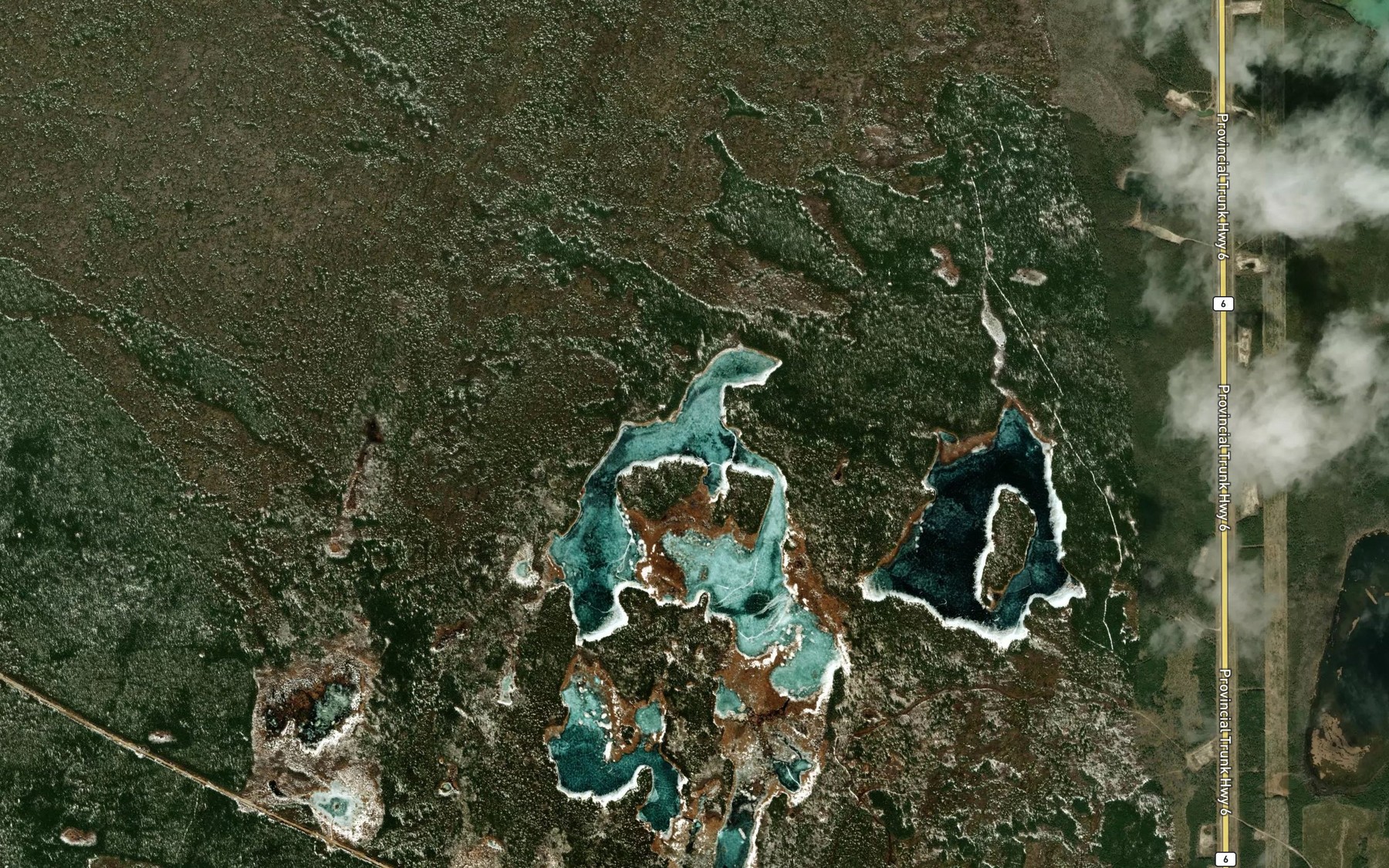 Satellite map of the Robertson Lake