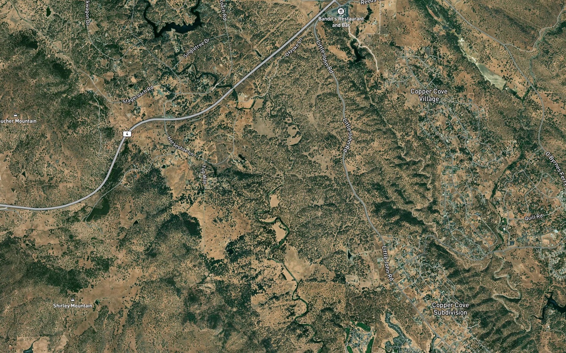 Satellite map of the McCarty Creek