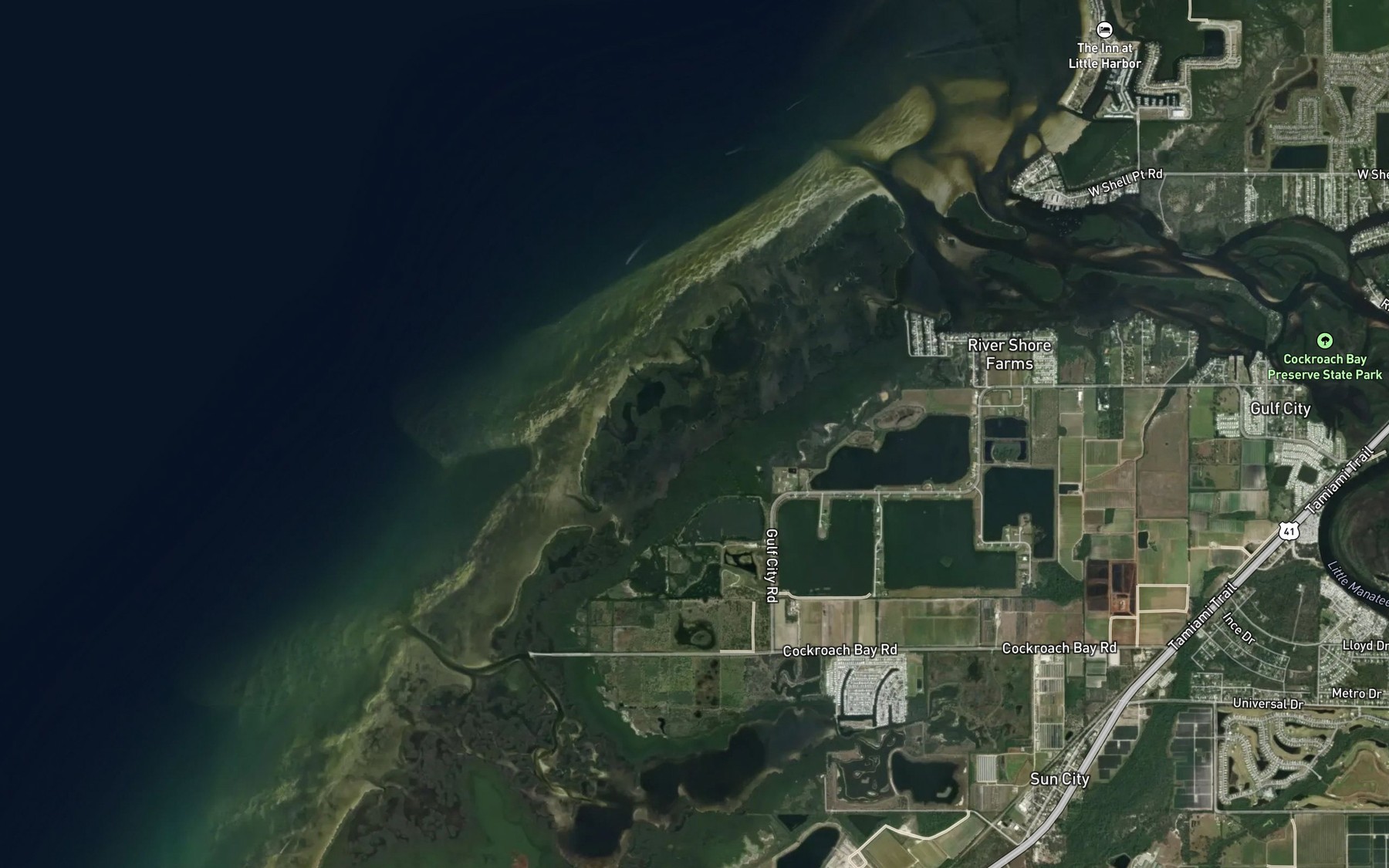 Satellite map of the Little Cockroach Bay