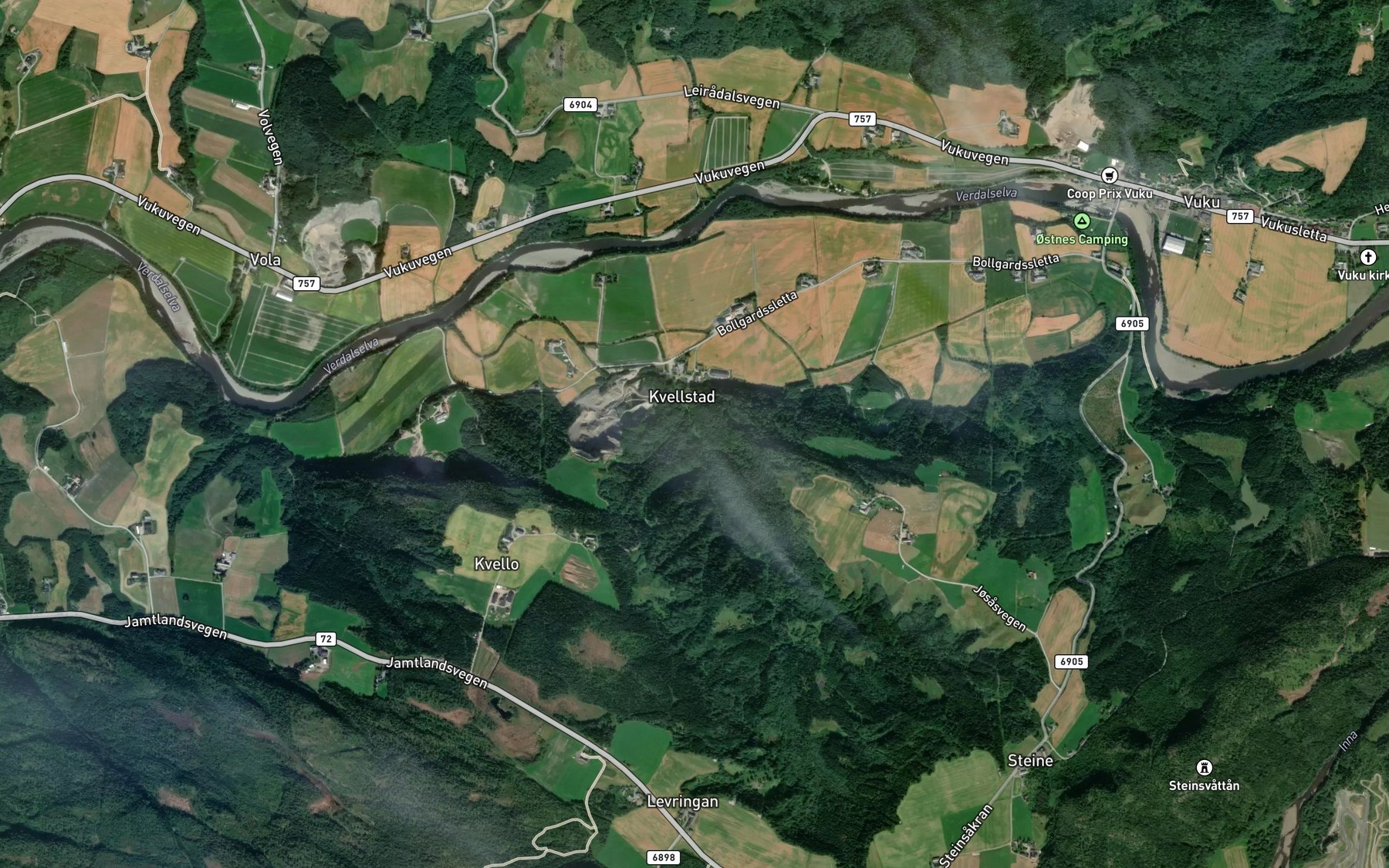 Satellite map of the Kvellstadbekken