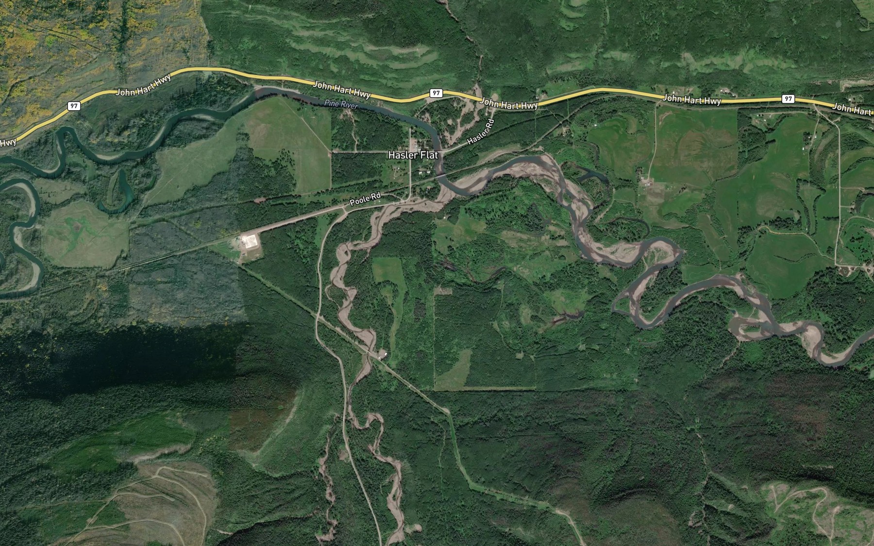 Satellite map of the Hasler Creek