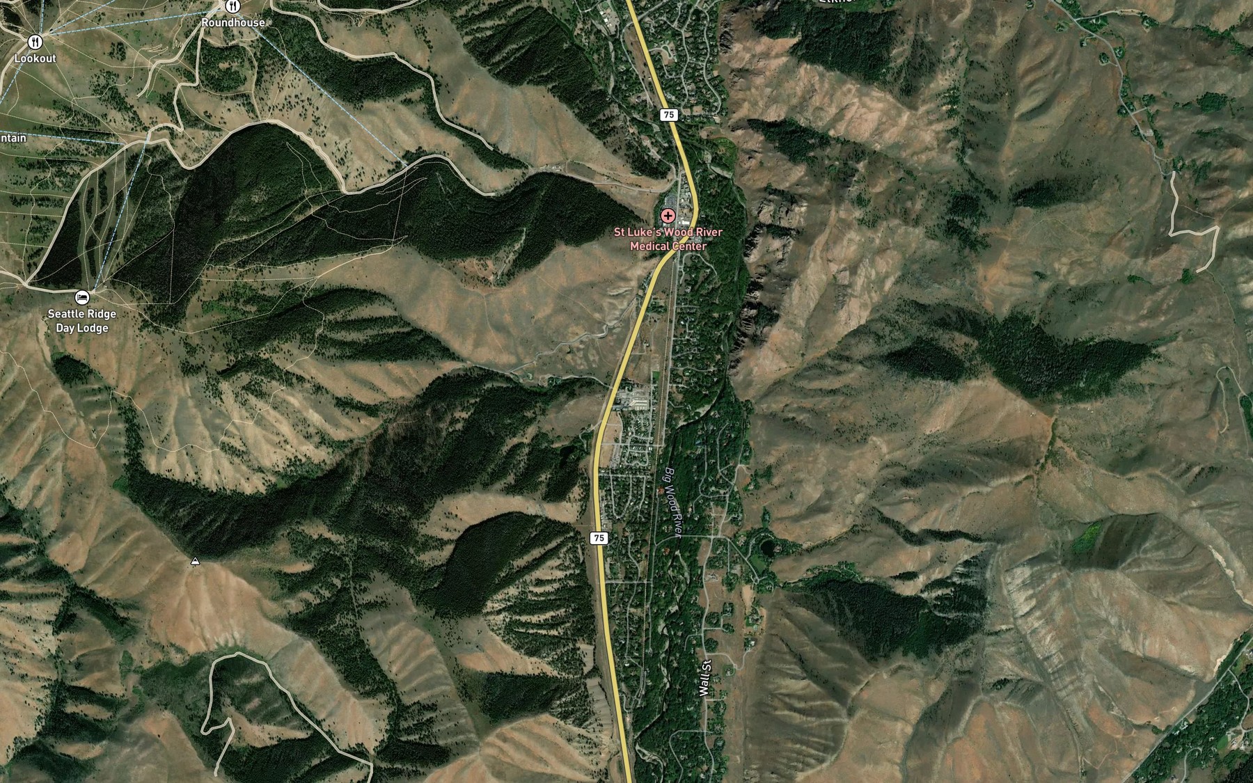 Satellite map of the Clear Creek