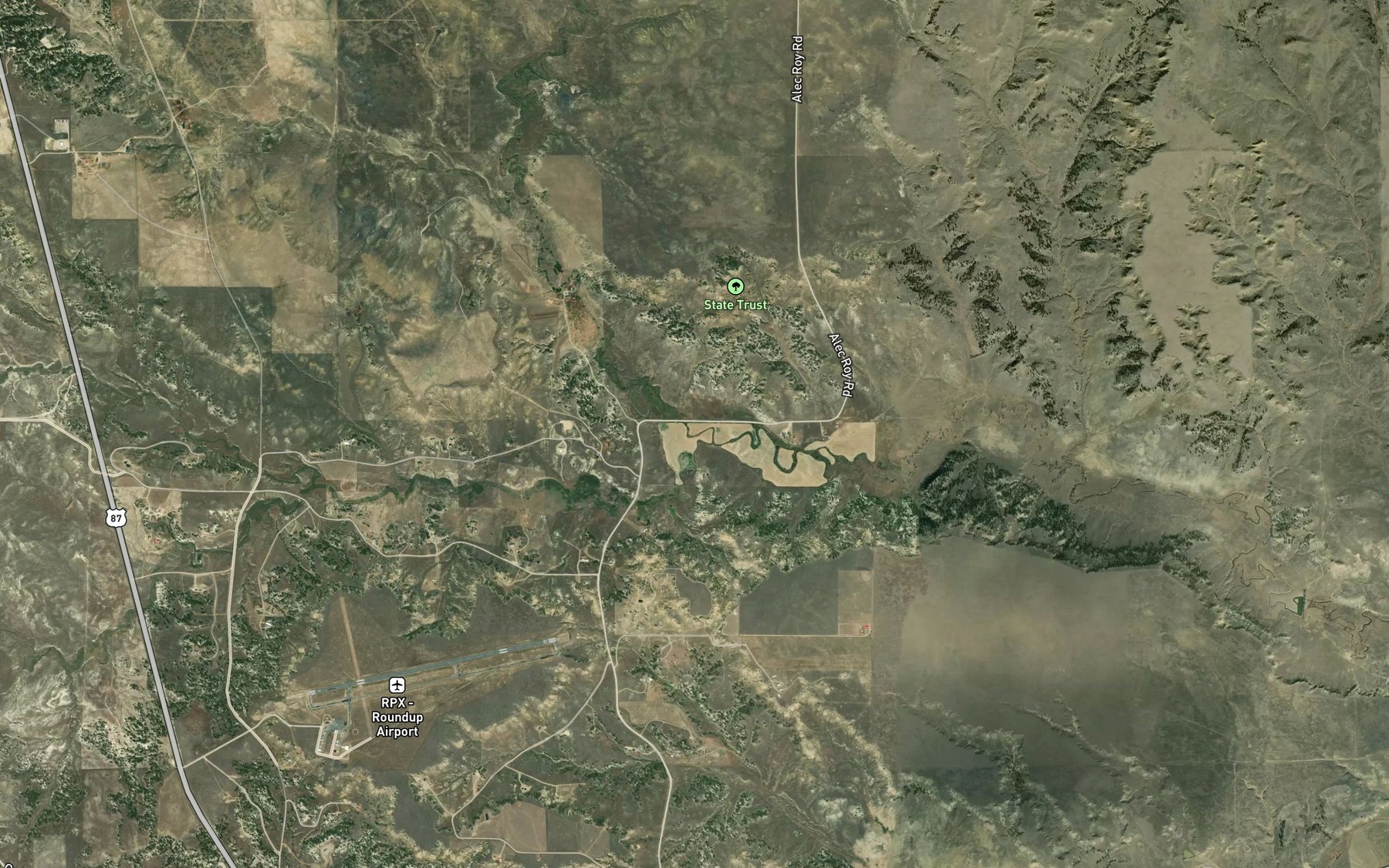 Satellite map of the Alkali Creek