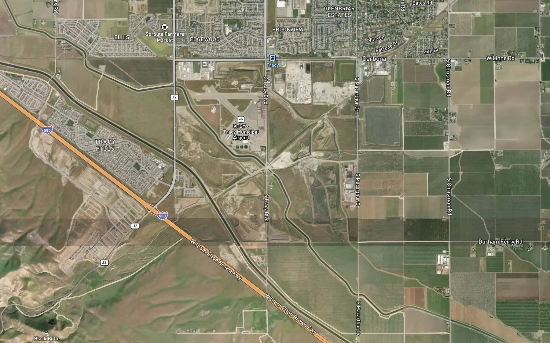 Satellite map of the Corral Hollow Creek