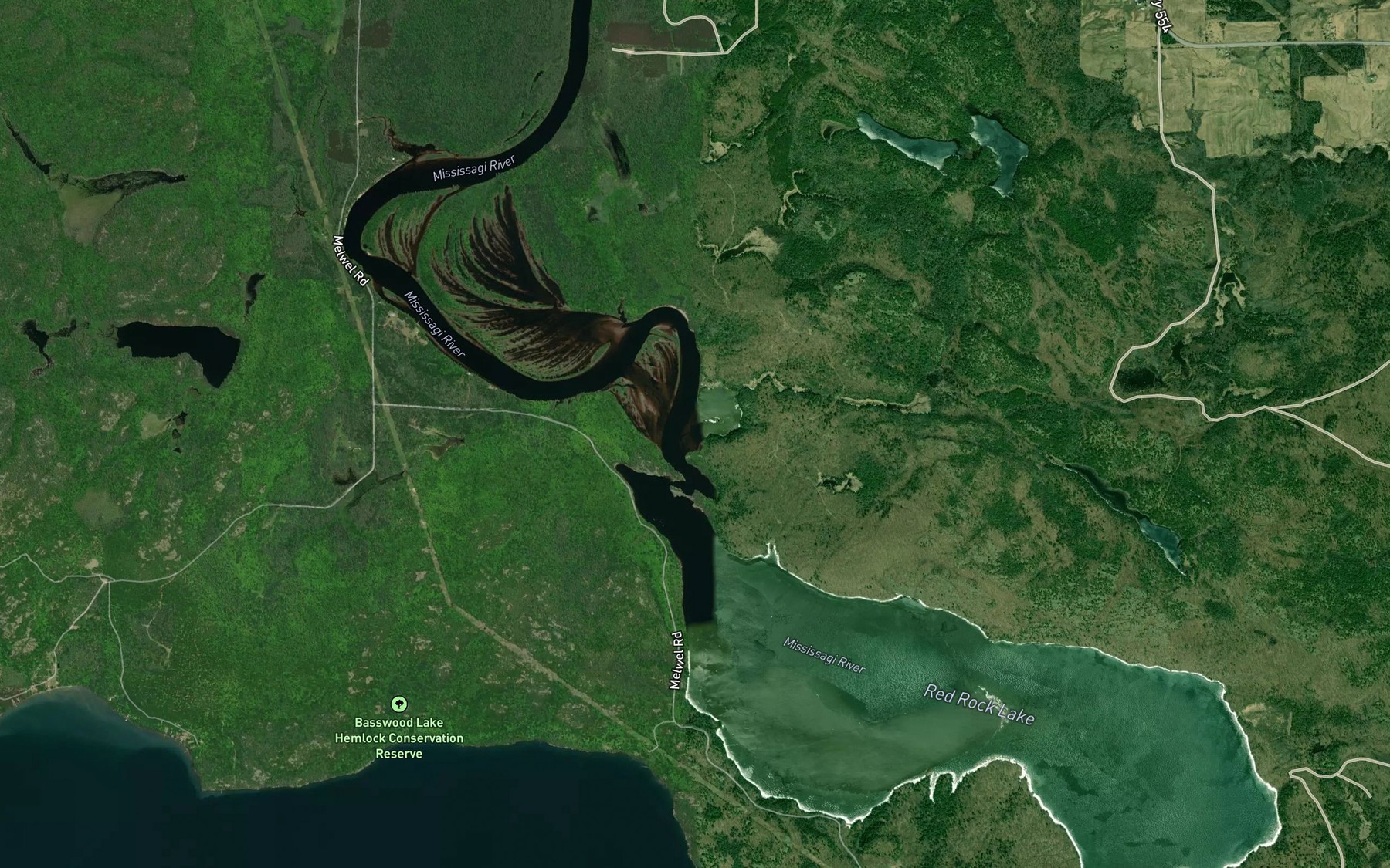 Satellite map of the Upper Slate Rapids