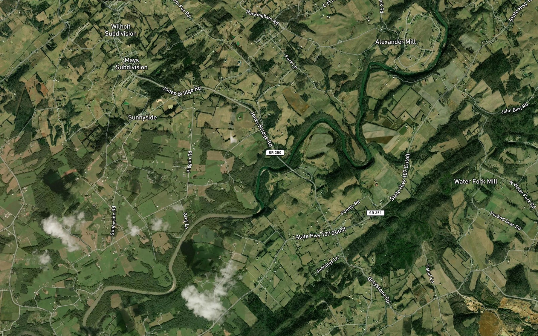 Satellite map of the Possum Creek