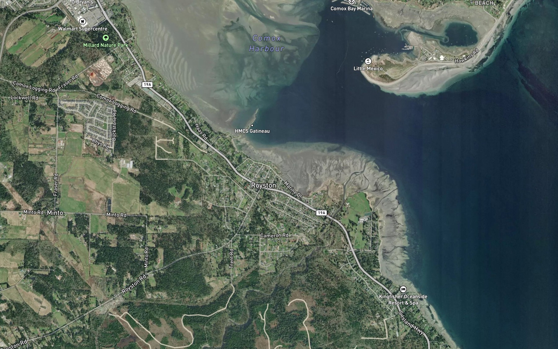 Satellite map of the Roy Creek