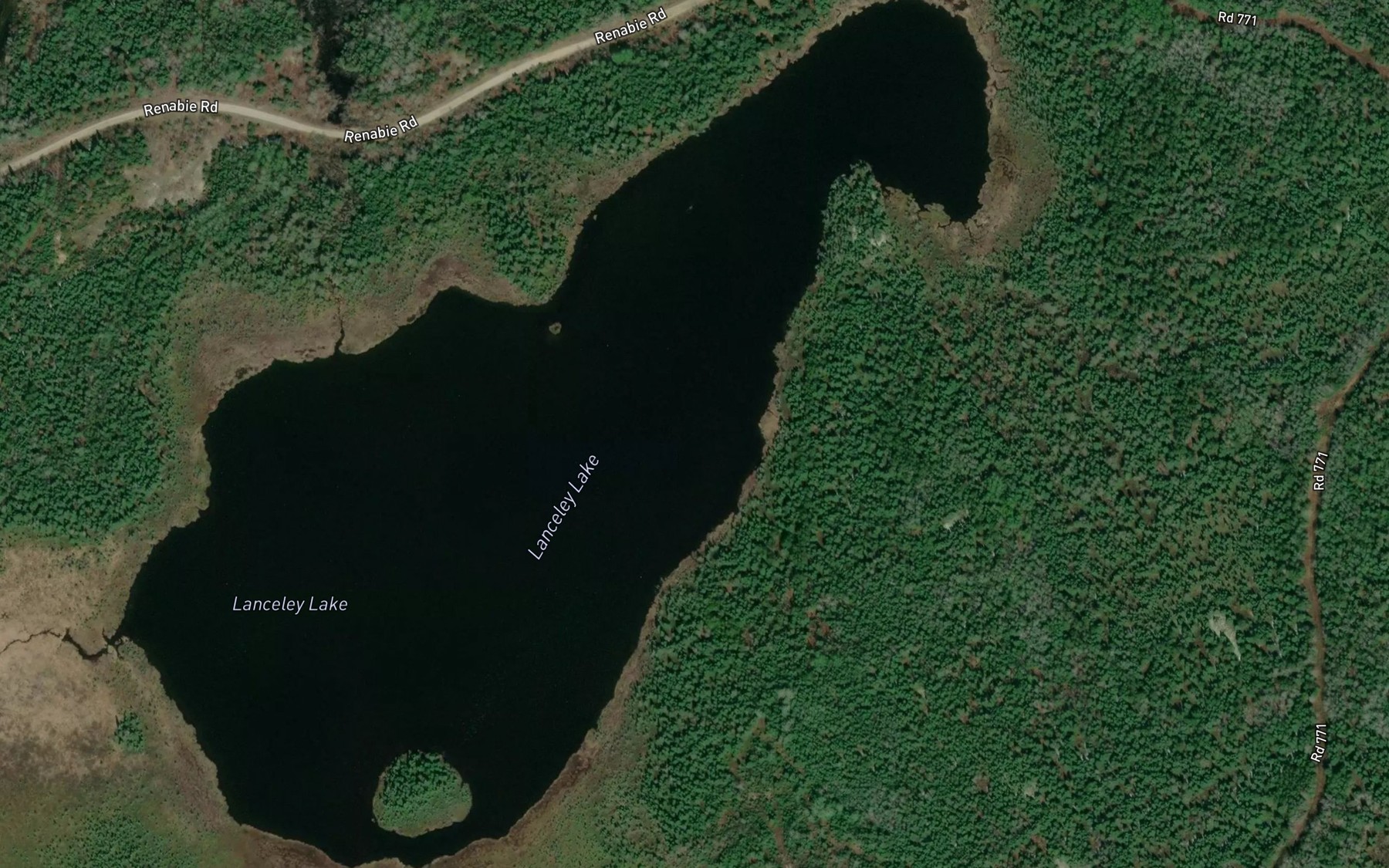 Satellite map of the Lanceley Lake