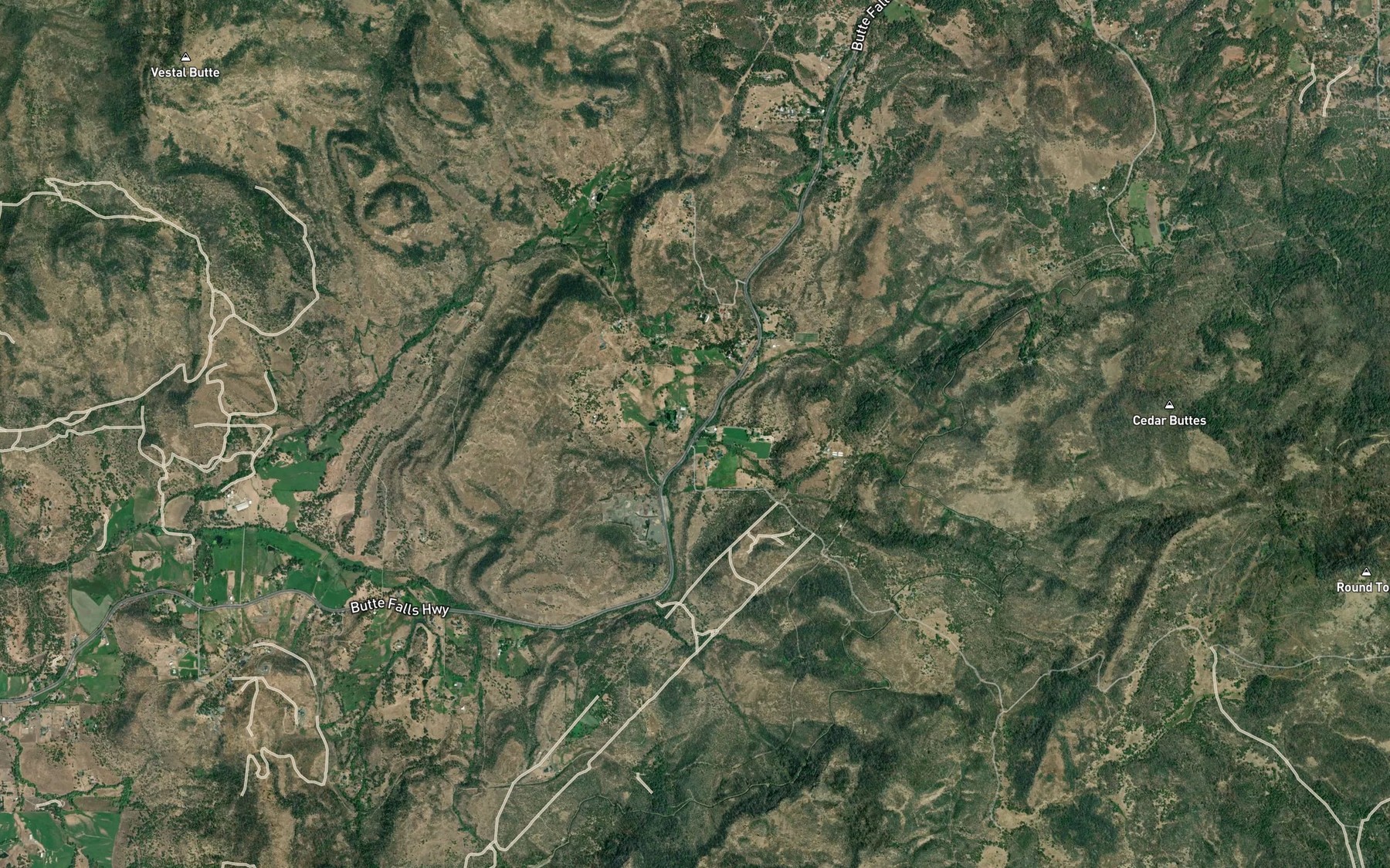 Satellite map of the Bull Run Creek