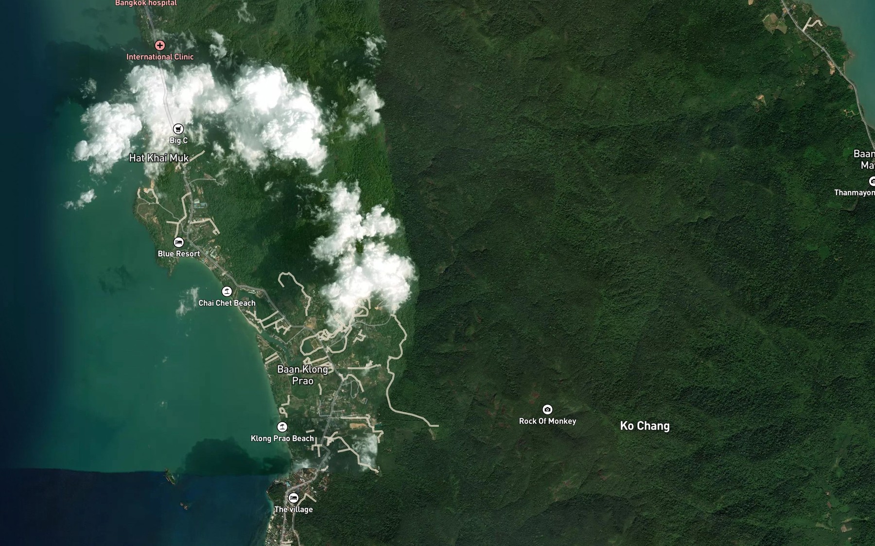 Satellite map of the Nam Tok Khlong Phlu