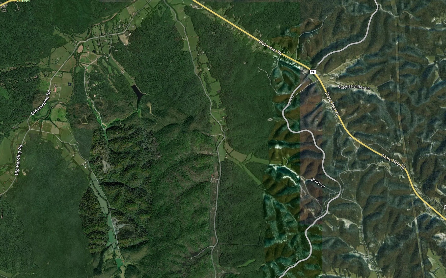 Satellite map of the Stovall Branch