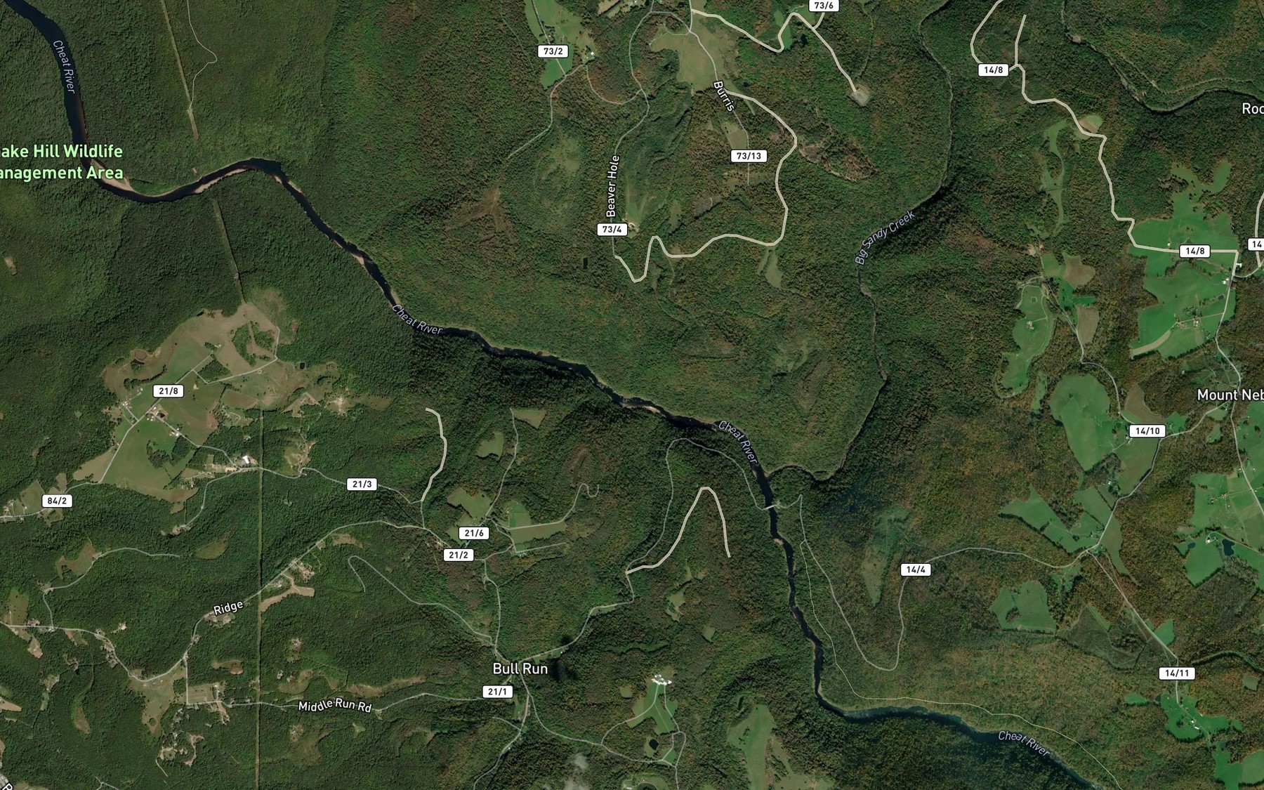 Satellite map of the Big Run