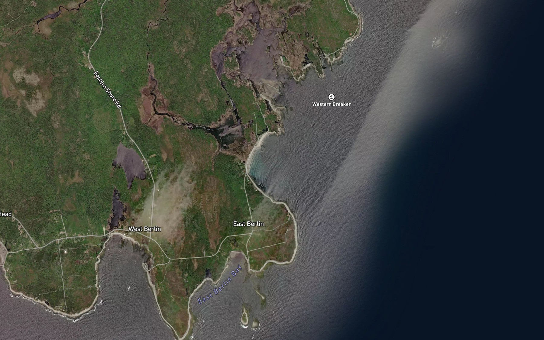 Satellite map of the Dogs Hole