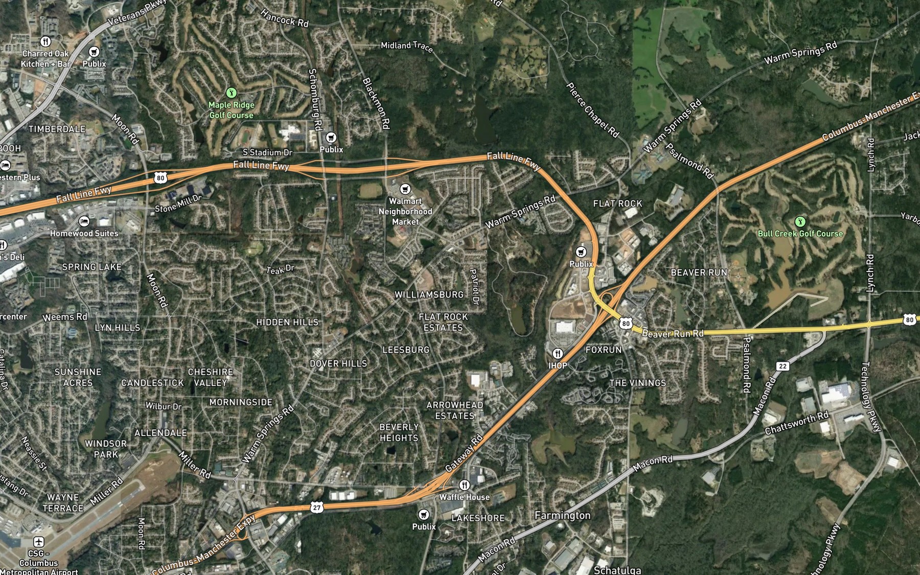 Satellite map of the Billings Pond