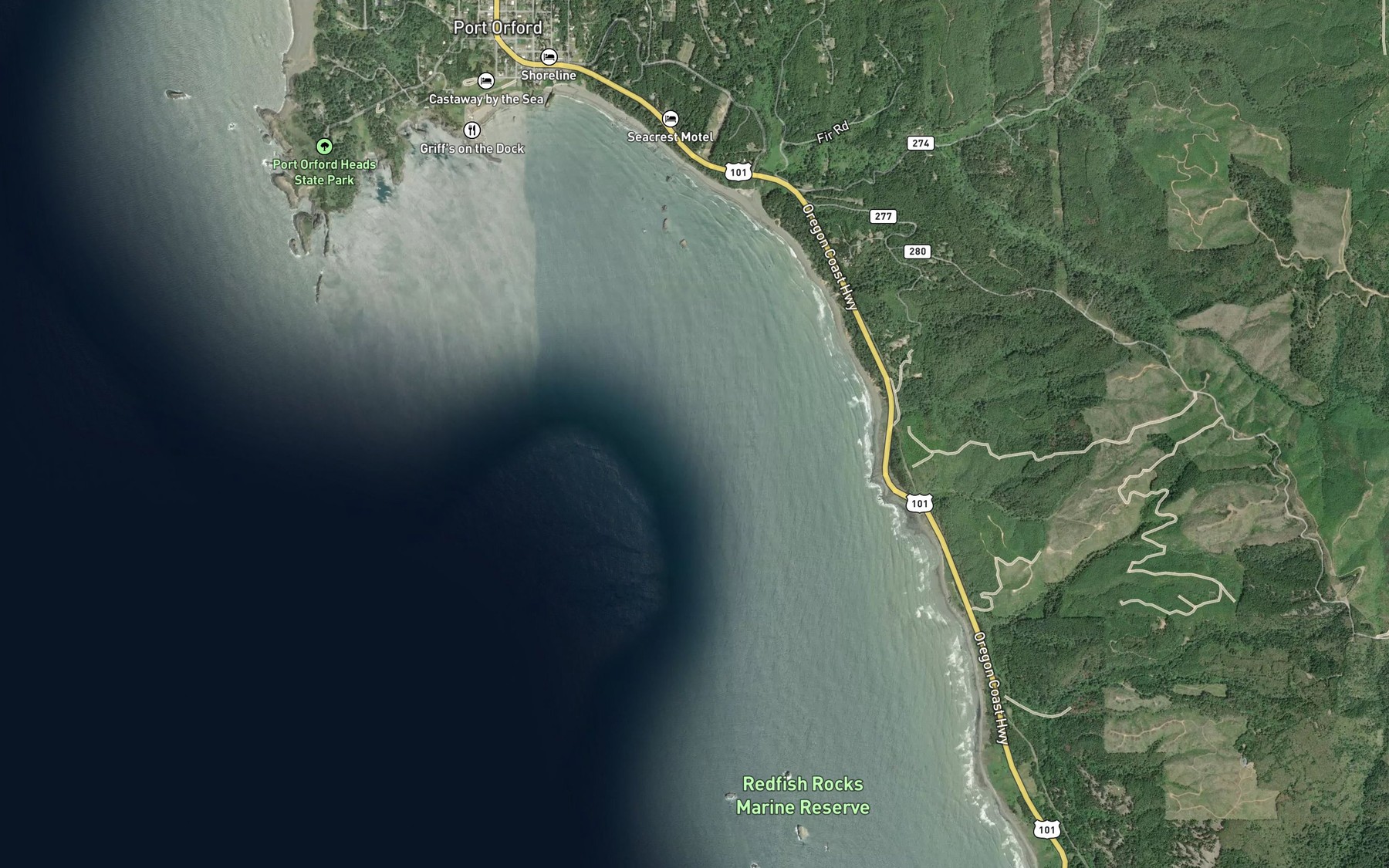 Satellite map of the Rocky Creek
