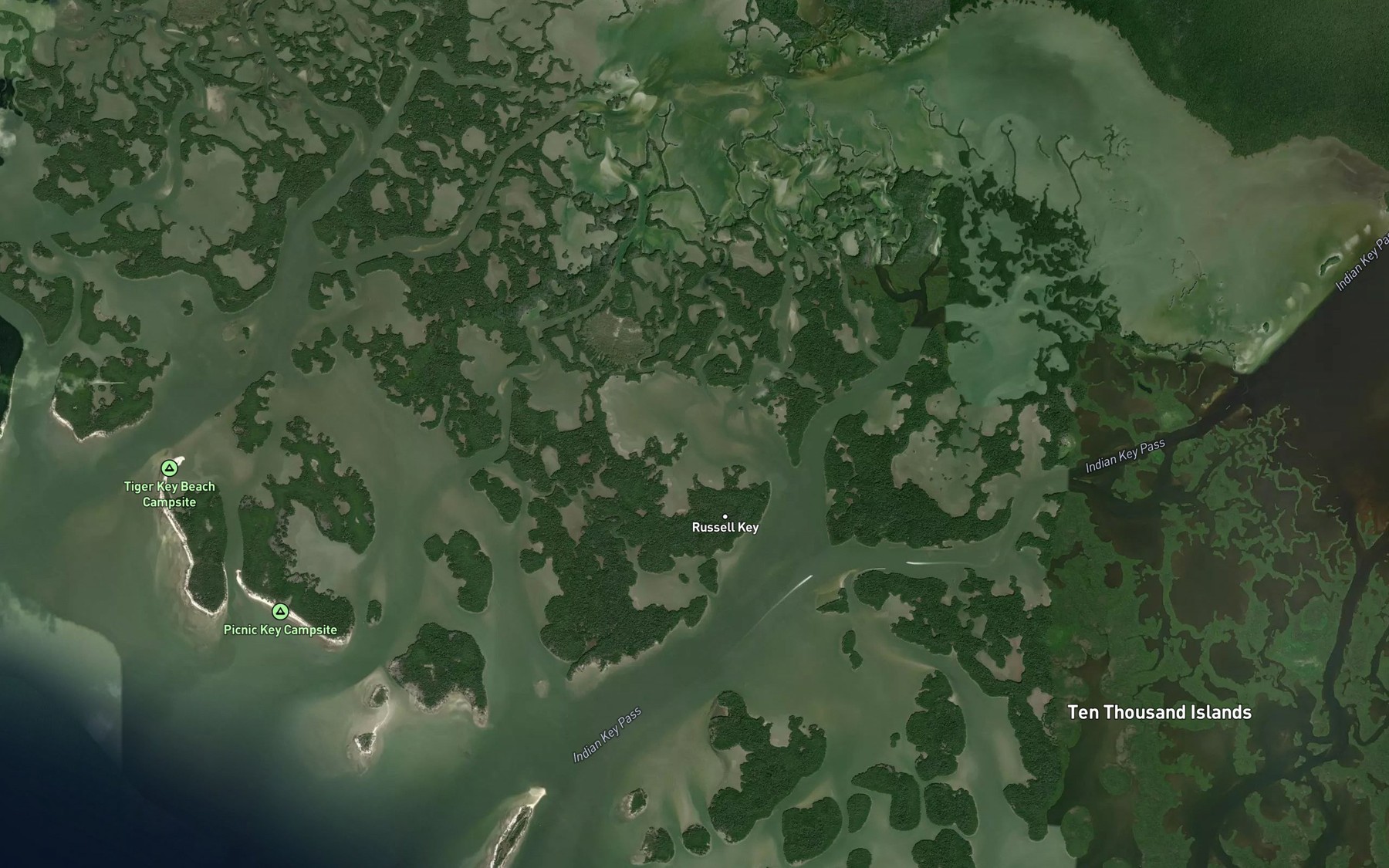 Satellite map of the Russell Bay